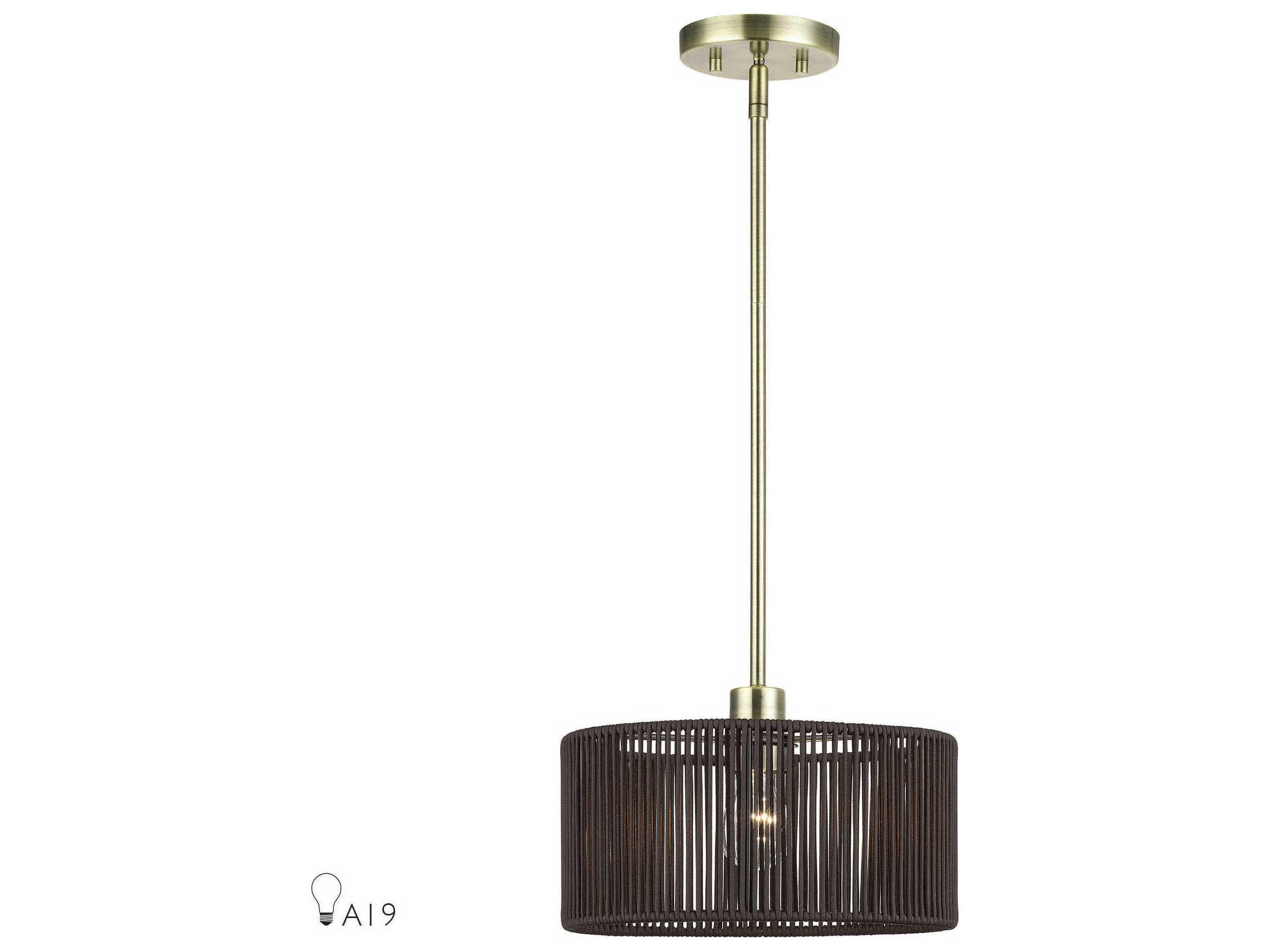 Livex Lighting Acordia 1-Light Antique Brass Round Mini Pendant