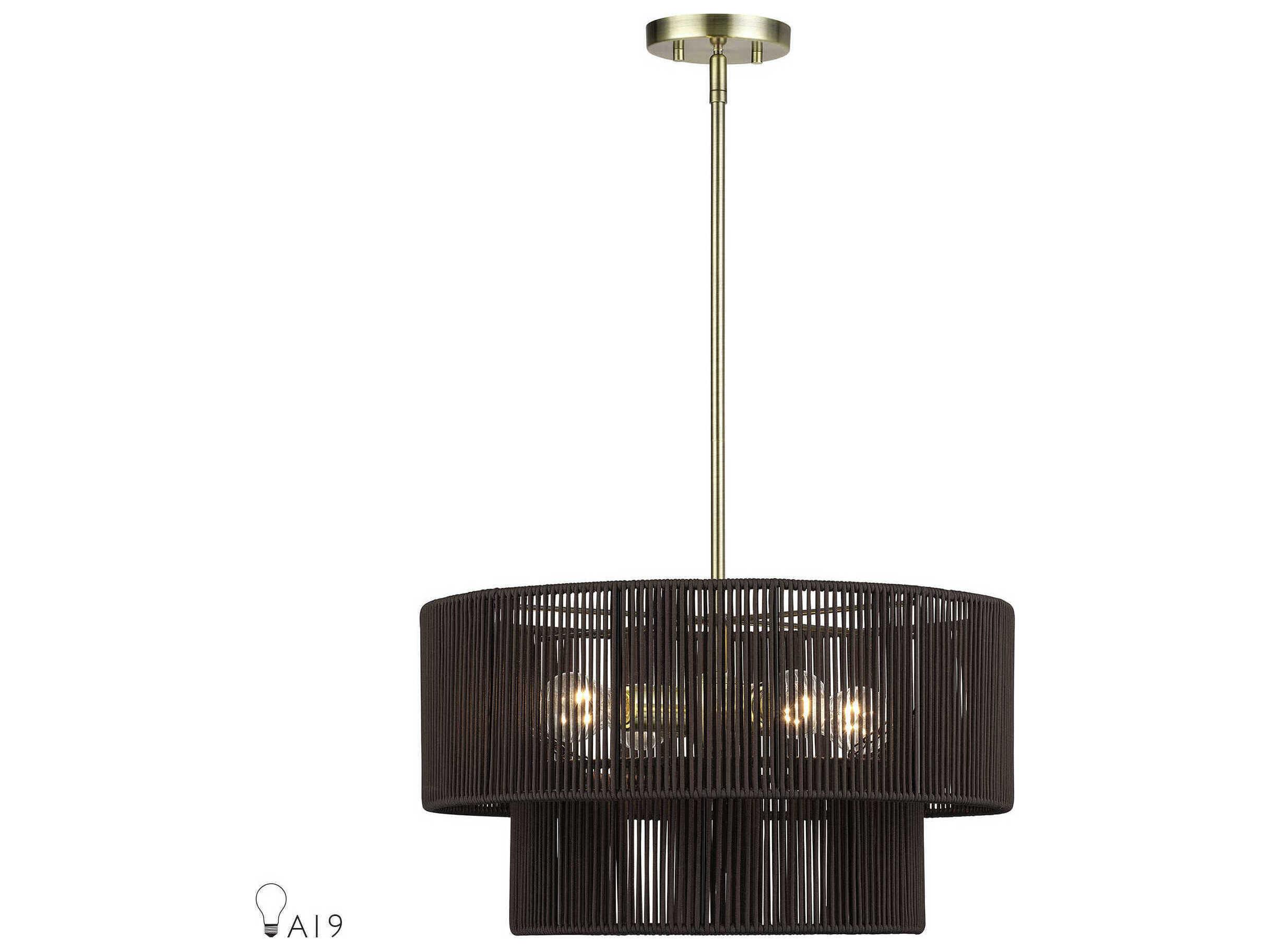 Livex Lighting Acordia 4-Light Antique Brass Drum Pendant