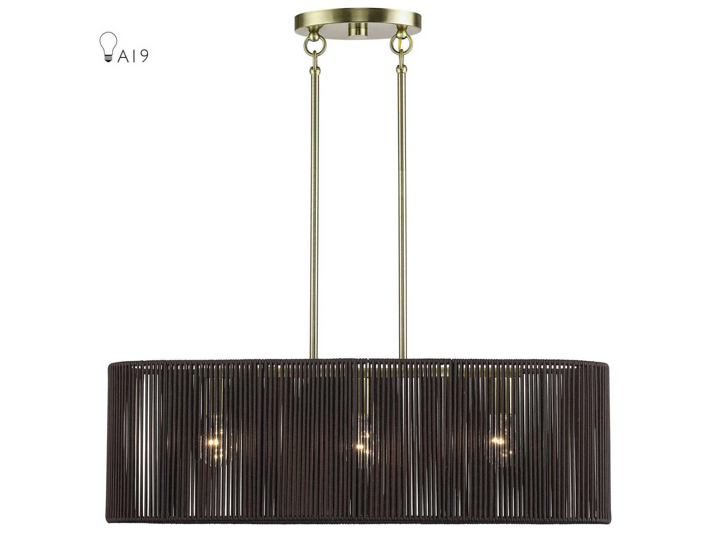 Livex Lighting Acordia 3-Light Antique Brass Linear Island Pendant