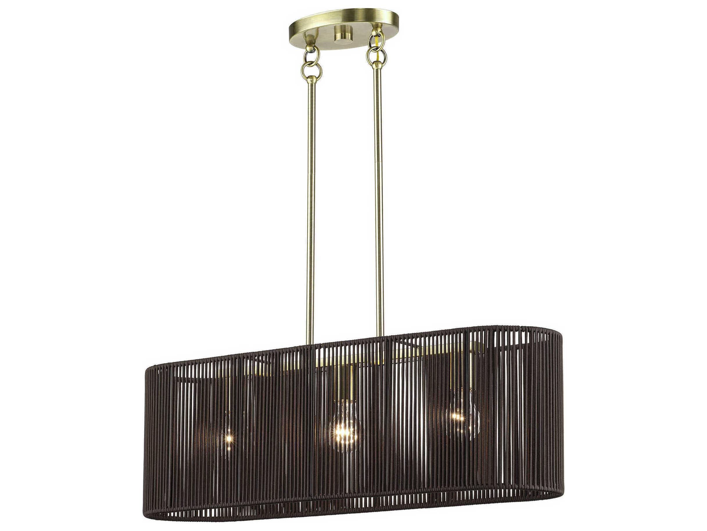 Livex Lighting Acordia 3-Light Antique Brass Linear Island Pendant