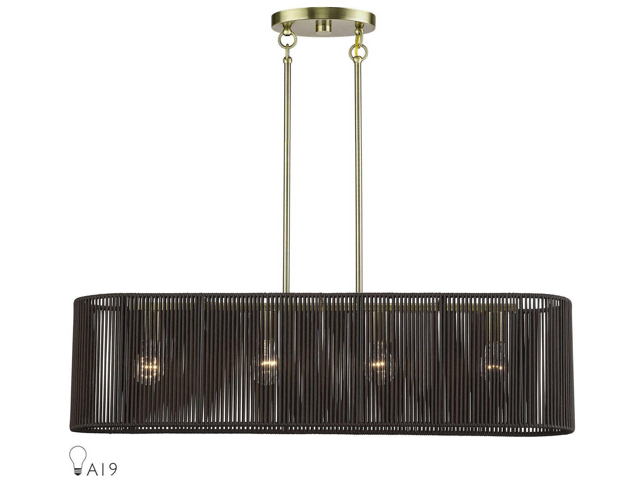 Livex Lighting Acordia 4-Light Antique Brass Drum Island Pendant