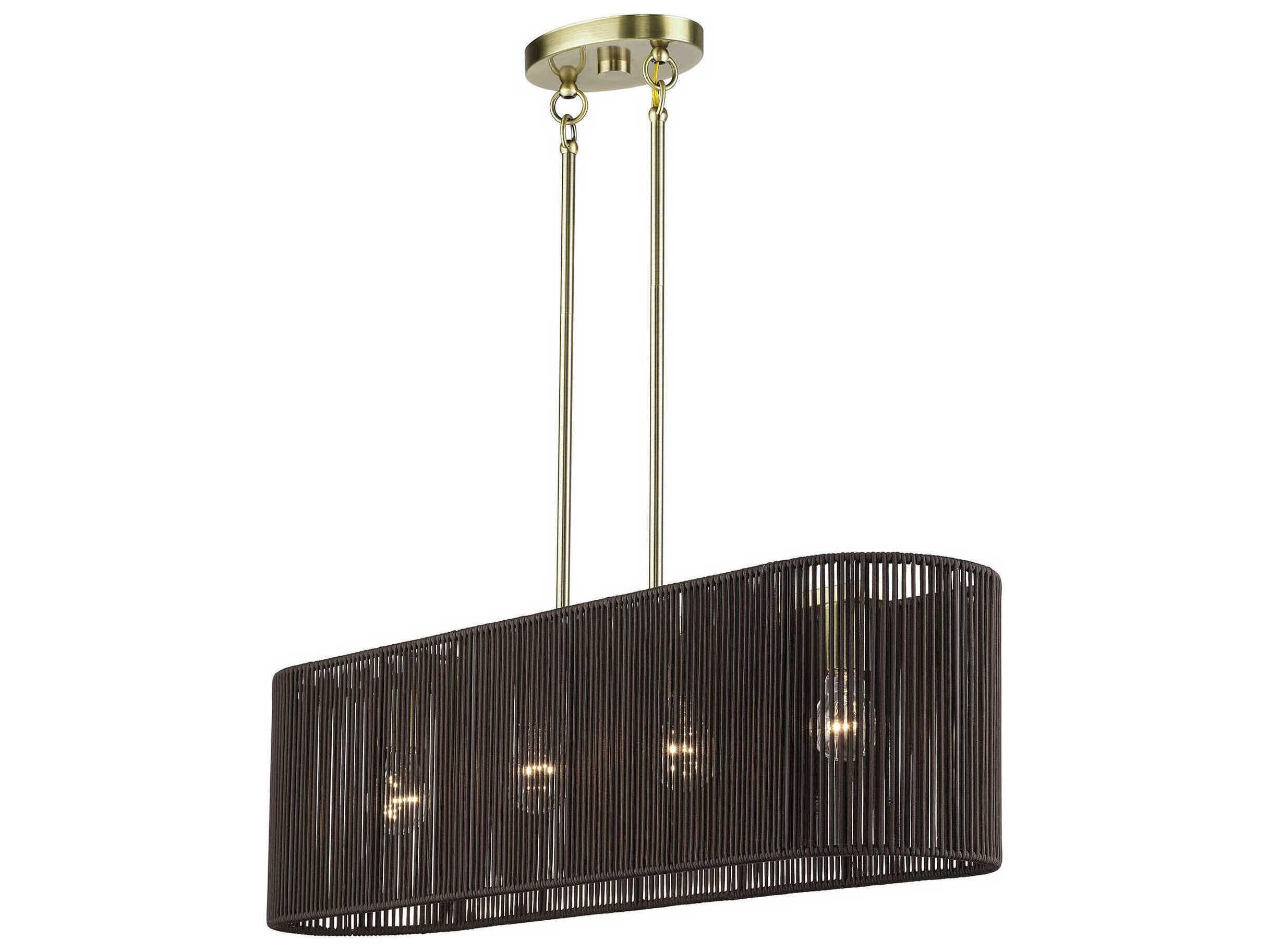 Livex Lighting Acordia 4-Light Antique Brass Drum Island Pendant