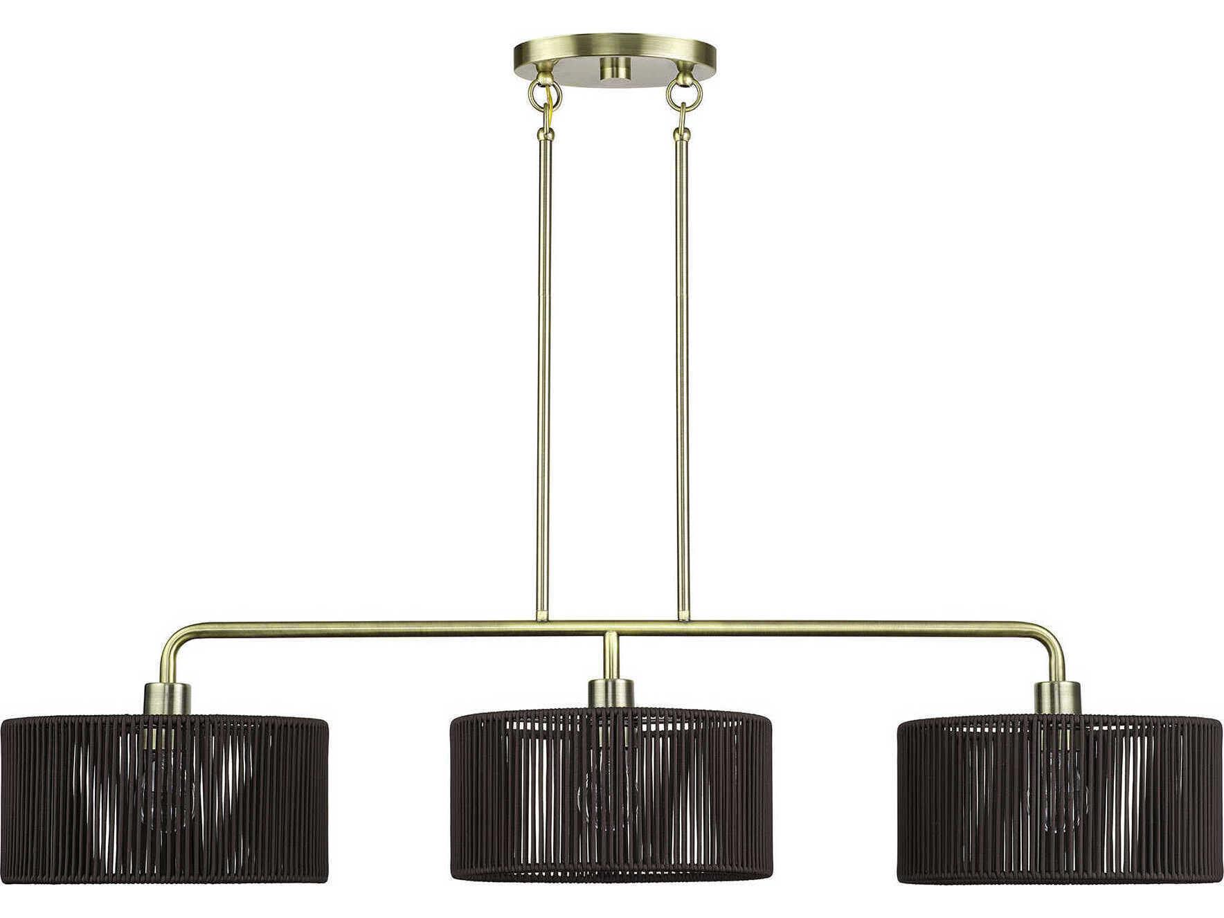 Livex Lighting Acordia 3-Light Antique Brass Drum Island Pendant