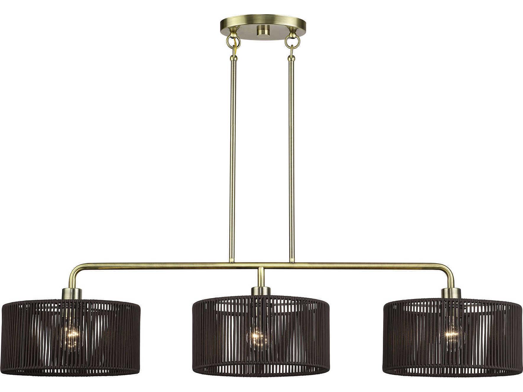 Livex Lighting Acordia 3-Light Antique Brass Drum Island Pendant