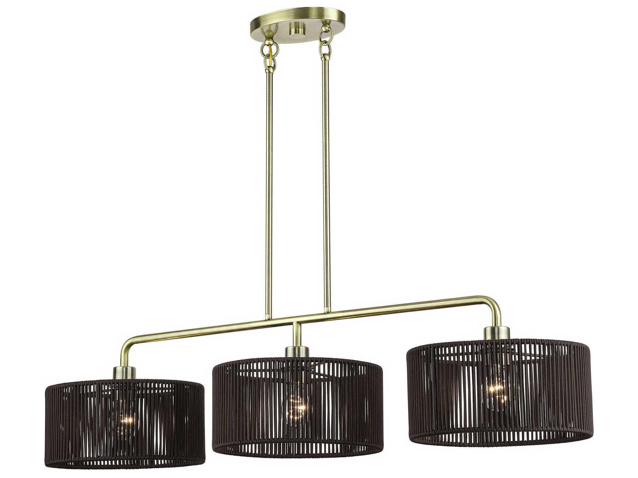 Livex Lighting Acordia 3-Light Antique Brass Drum Island Pendant