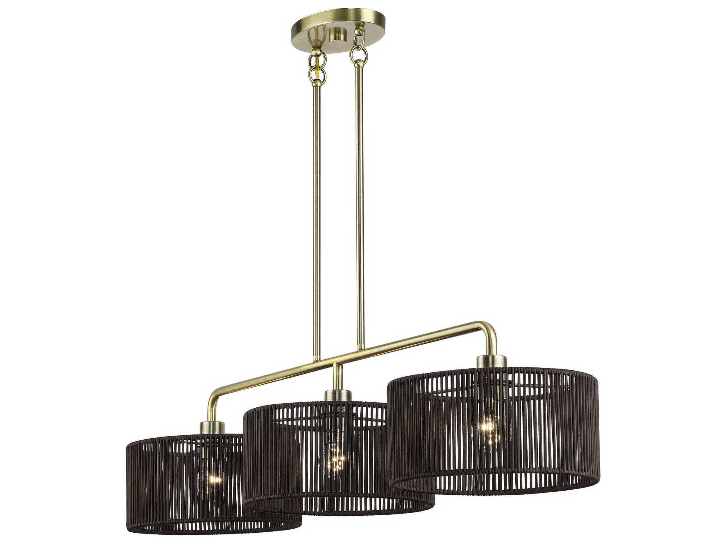 Livex Lighting Acordia 3-Light Antique Brass Drum Island Pendant