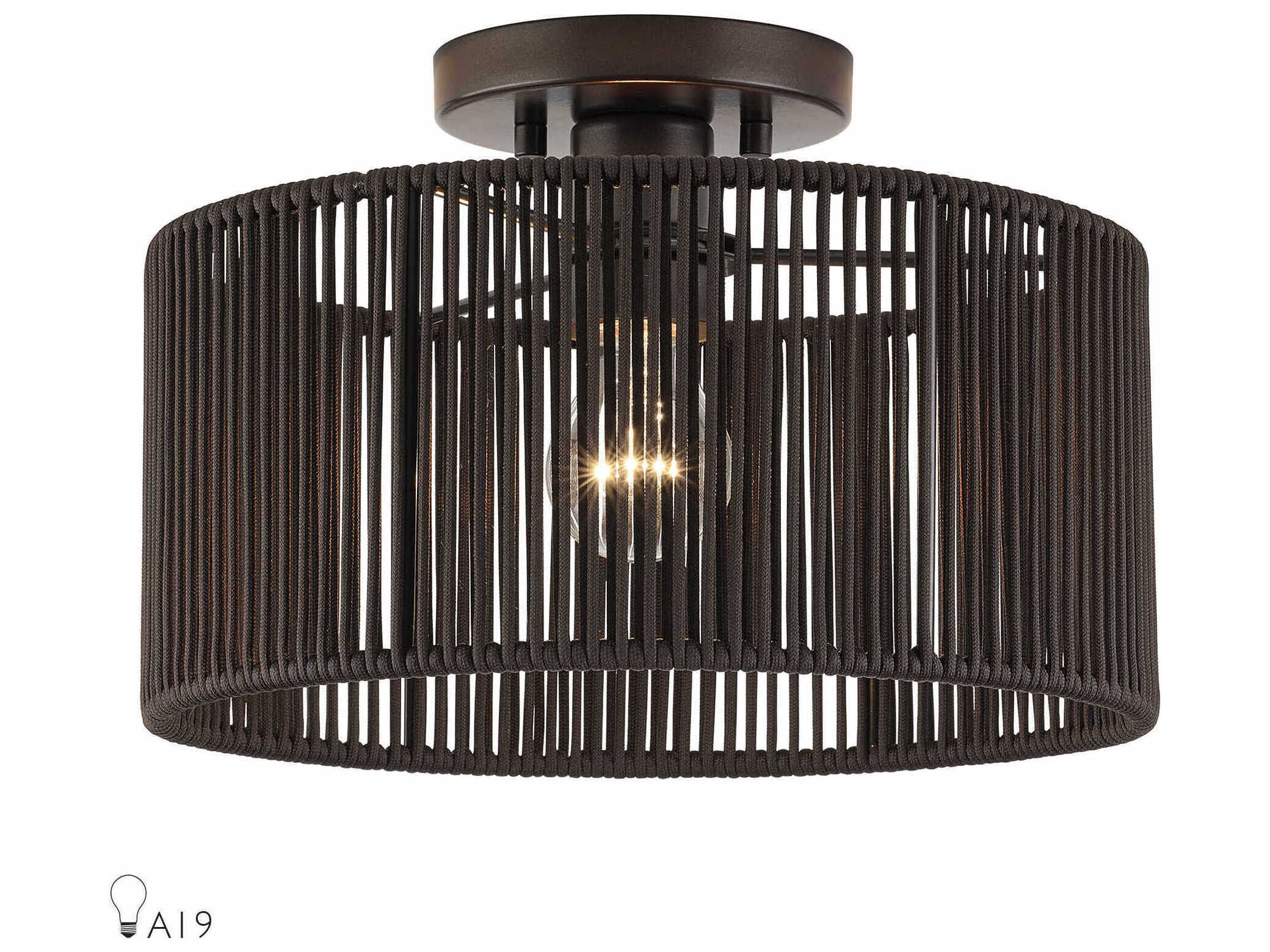 Livex Lighting Acordia 1-Light English Bronze Drum Semi Flush Mount