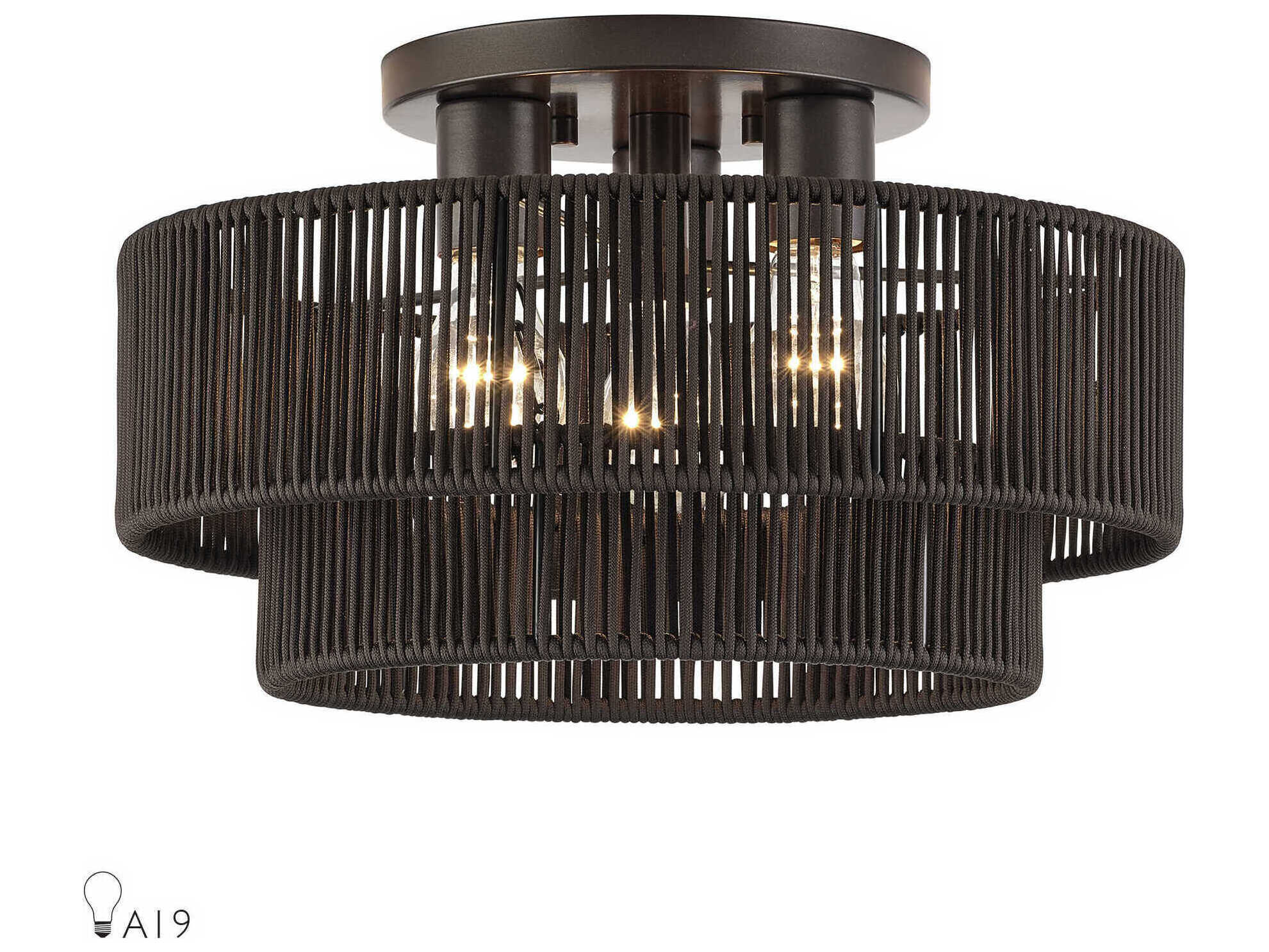 Livex Lighting Acordia 3-Light English Bronze Drum Semi Flush Mount