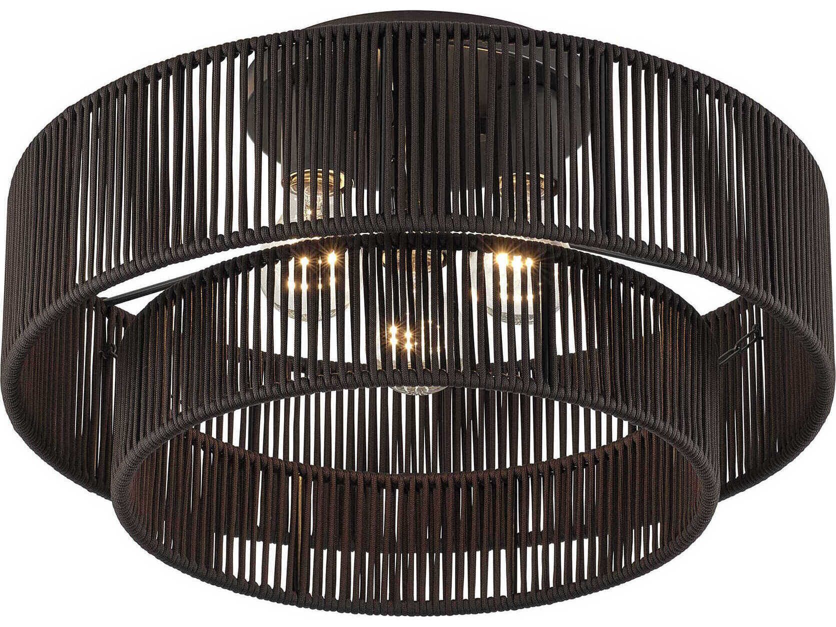 Livex Lighting Acordia 3-Light English Bronze Pink Drum Semi Flush Mount