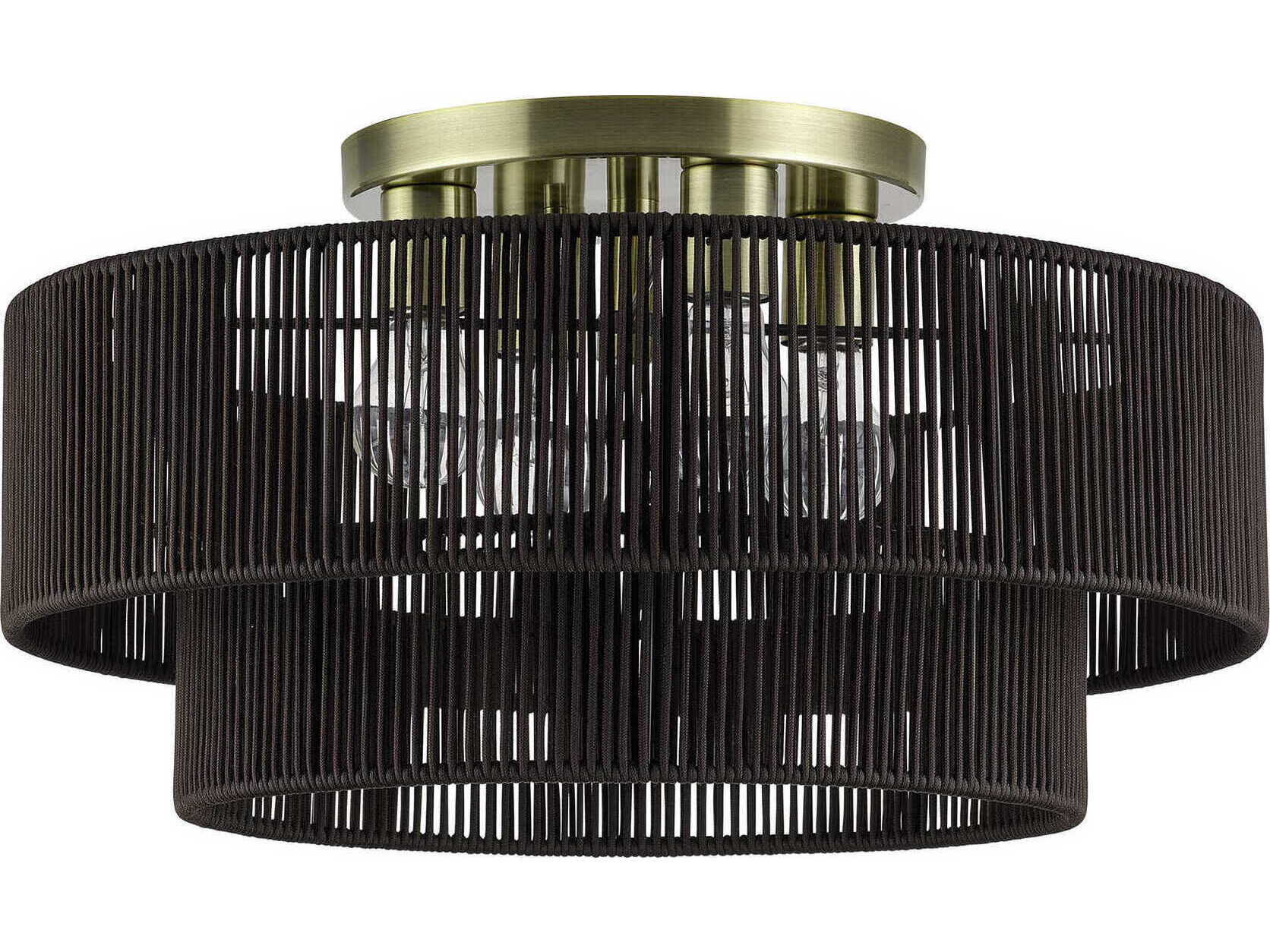 Livex Lighting Acordia 4-Light Antique Brass Drum Semi Flush Mount