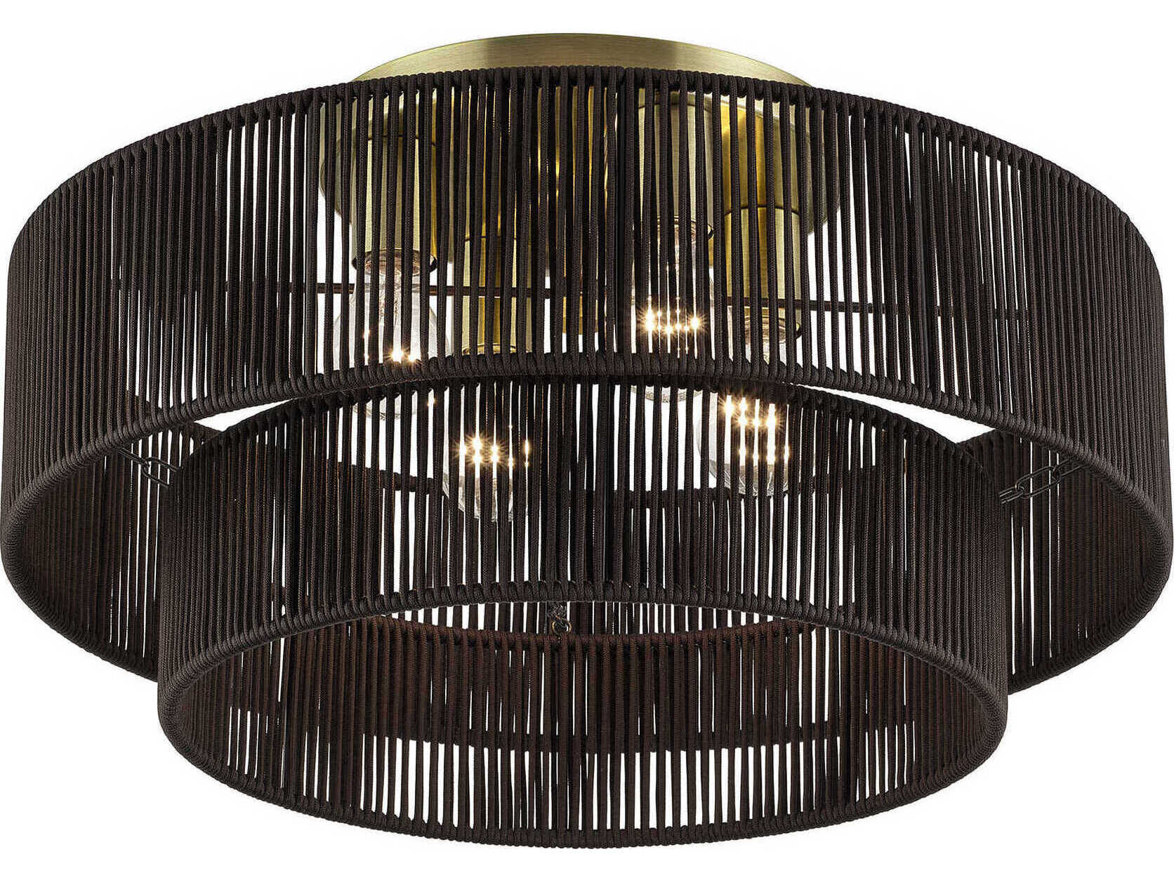 Livex Lighting Acordia 4-Light Antique Brass Drum Semi Flush Mount
