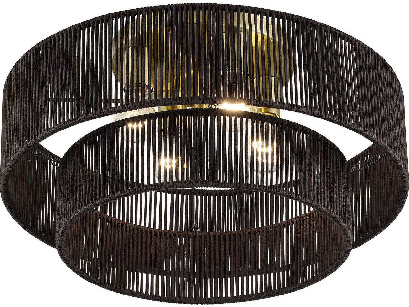 Livex Lighting Acordia 4-Light Antique Brass Drum Semi Flush Mount