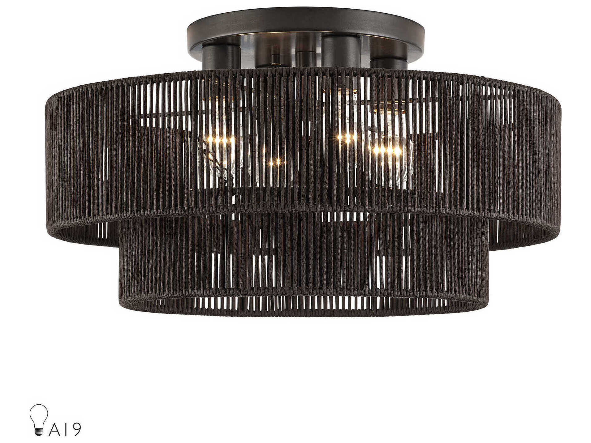 Livex Lighting Acordia 4-Light English Bronze Drum Semi Flush Mount