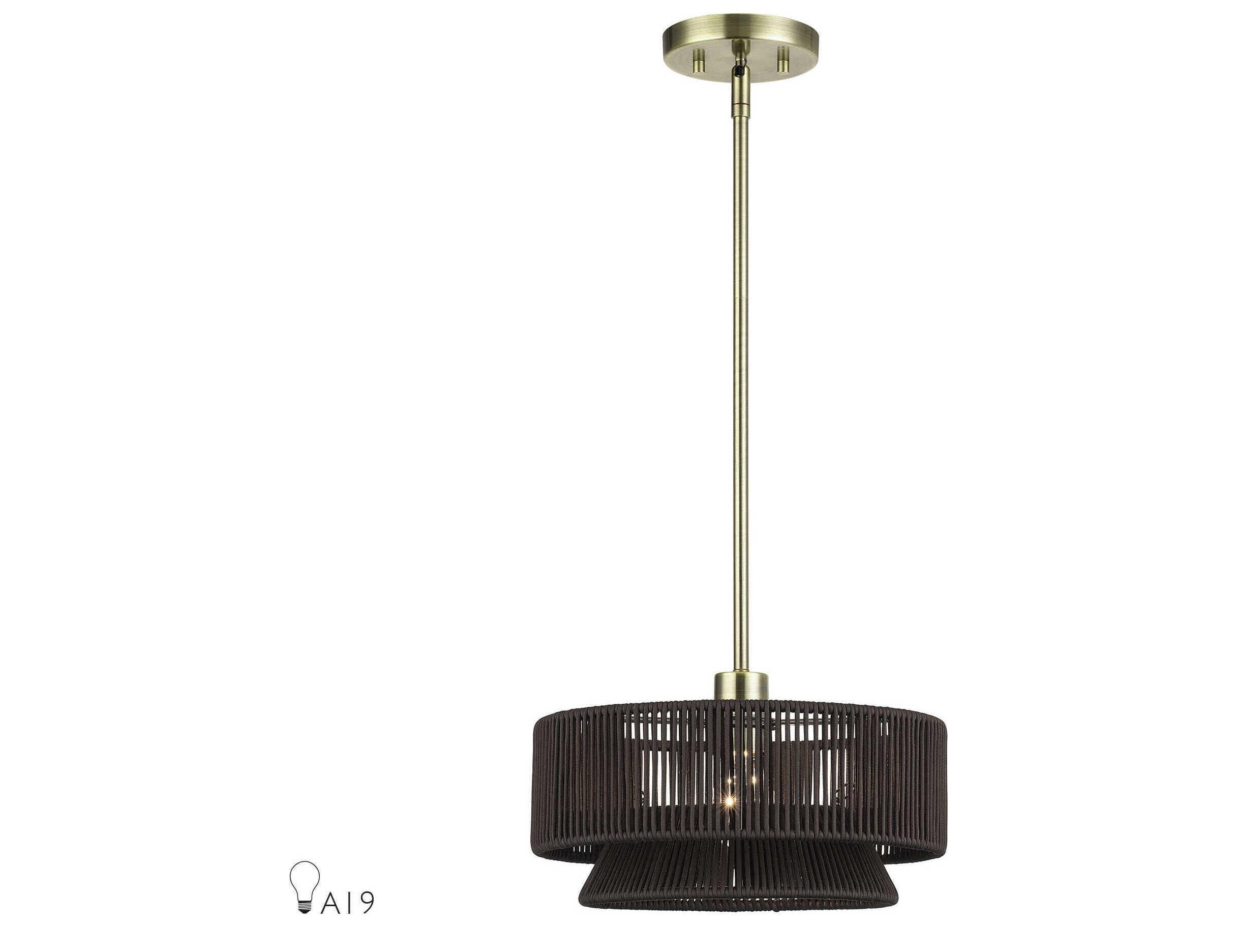 Livex Lighting Florell 1-Light Antique Brass Drum Pendant