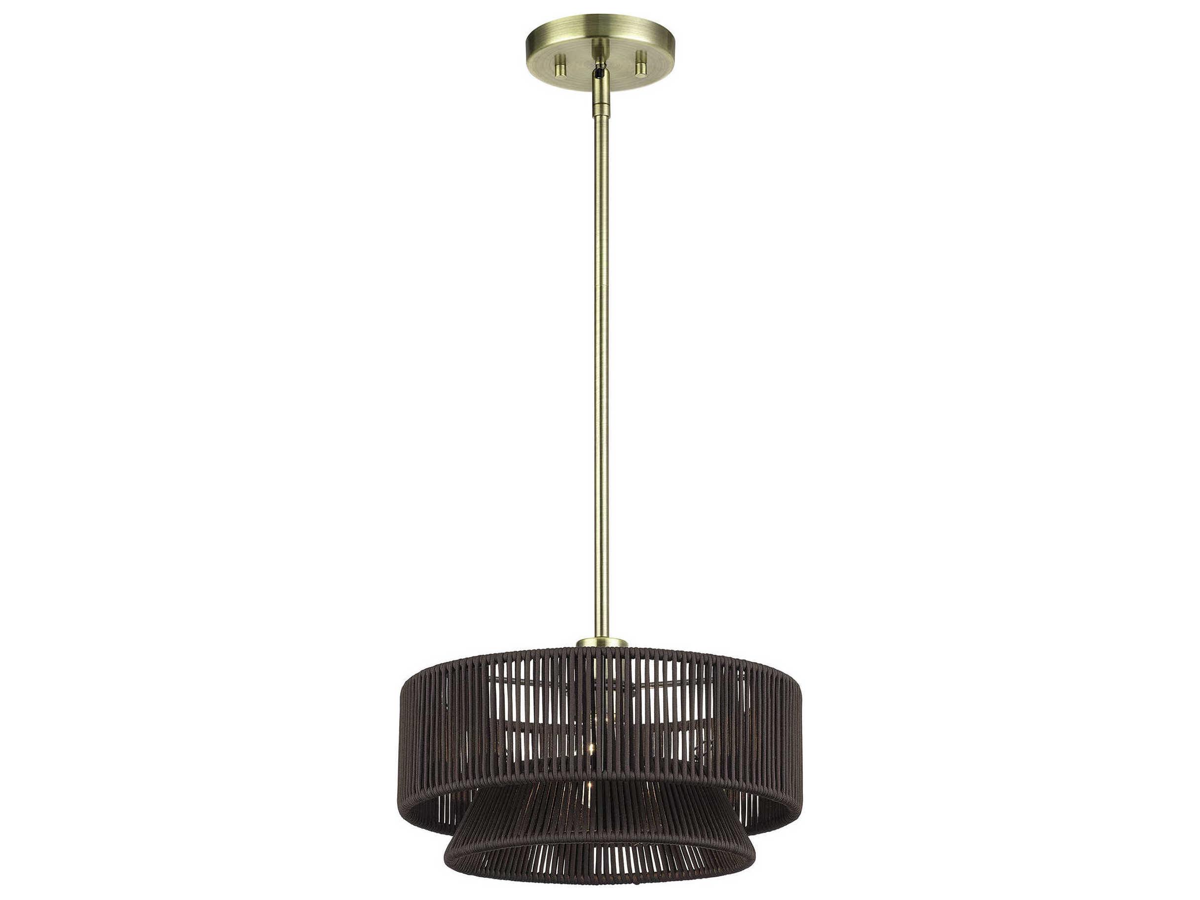 Livex Lighting Florell 1-Light Antique Brass Drum Pendant