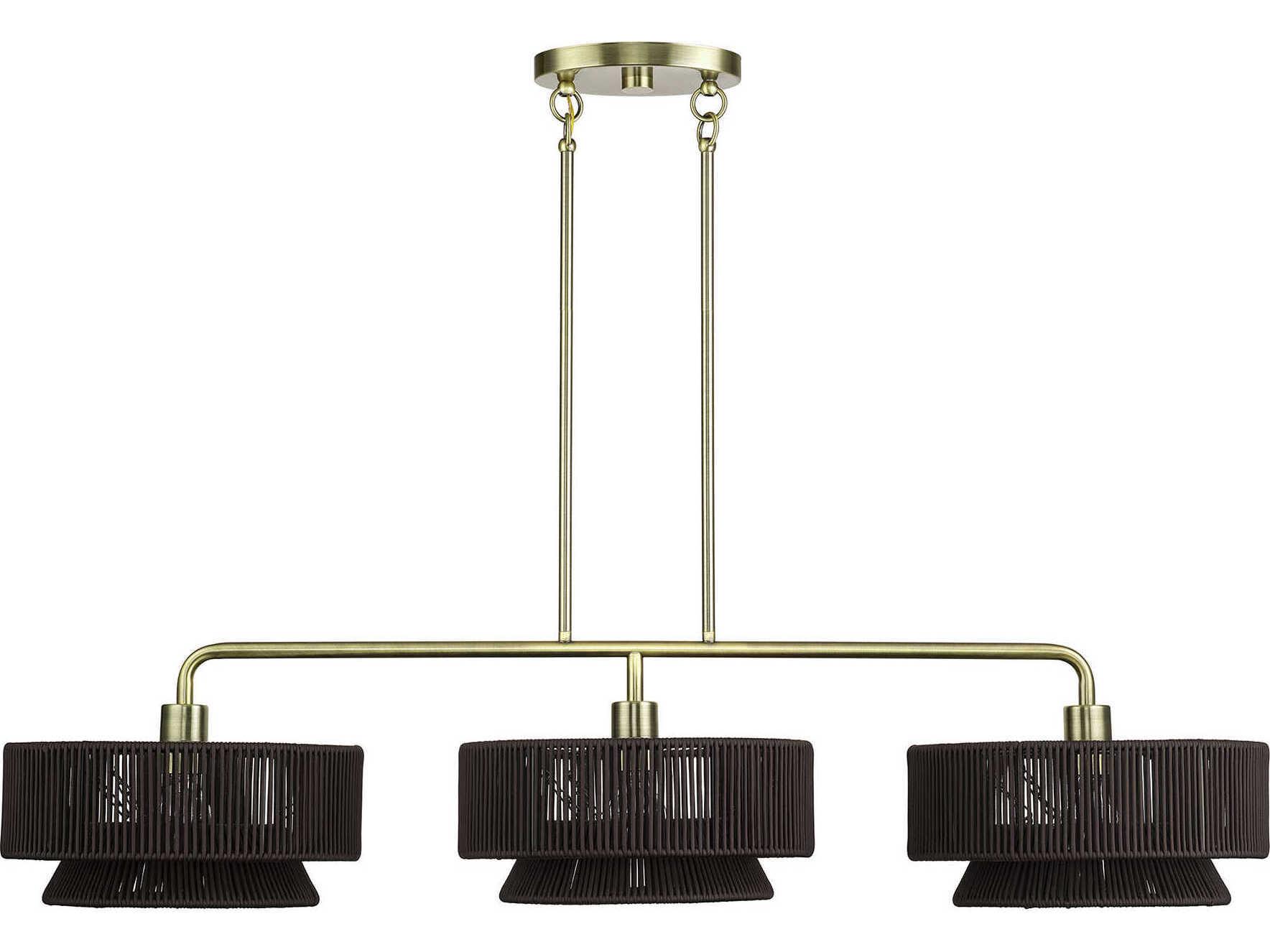 Livex Lighting Florell 3-Light Antique Brass Drum Island Pendant