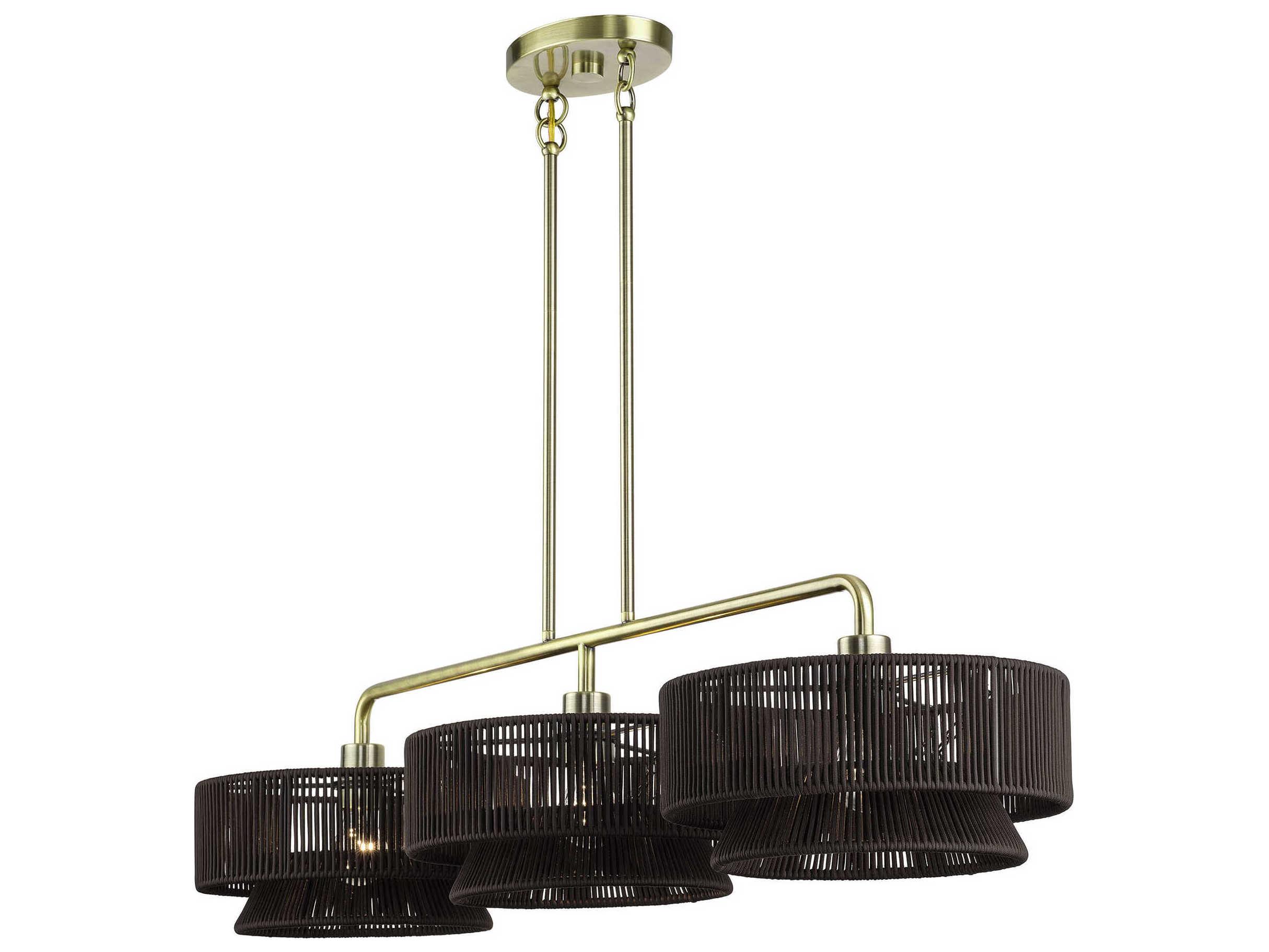 Livex Lighting Florell 3-Light Antique Brass Drum Island Pendant