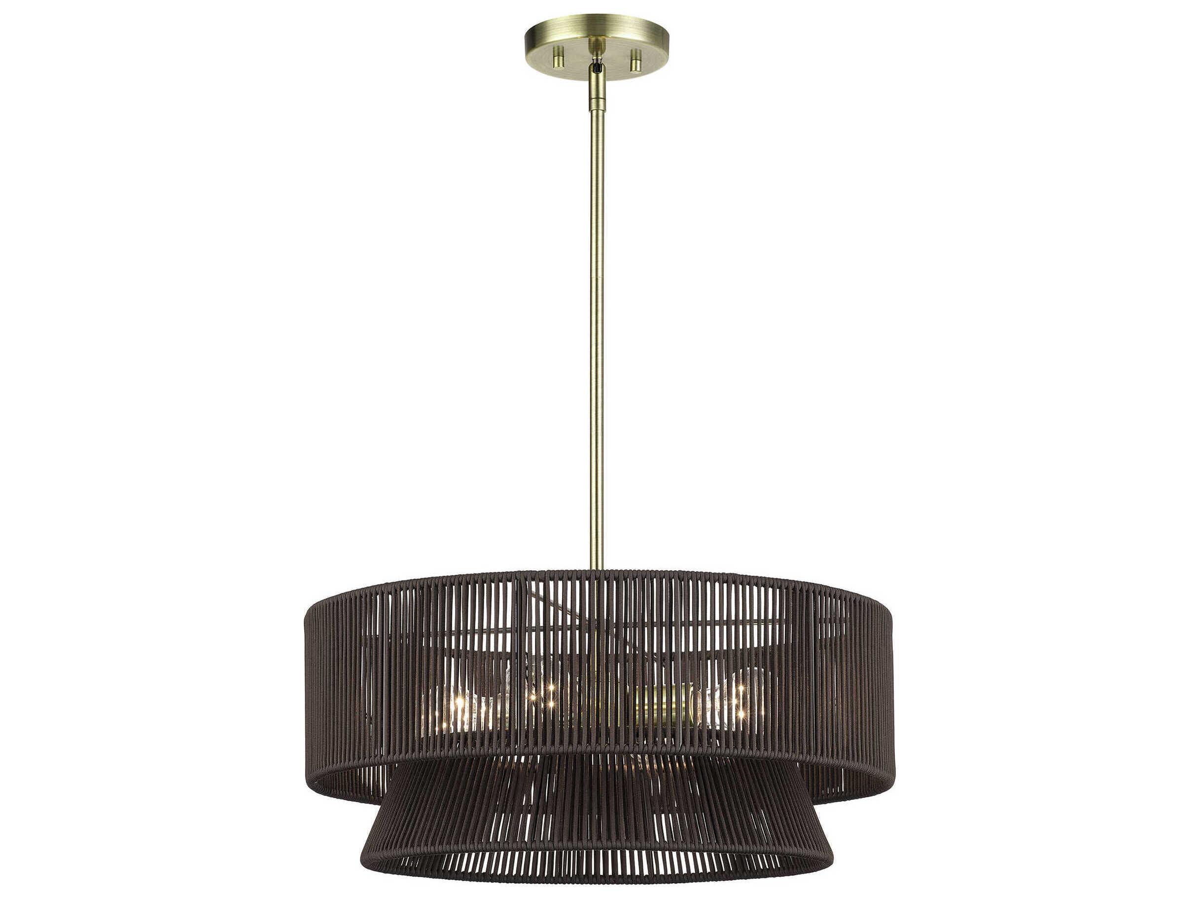 Livex Lighting Florell 4-Light Antique Brass Drum Pendant