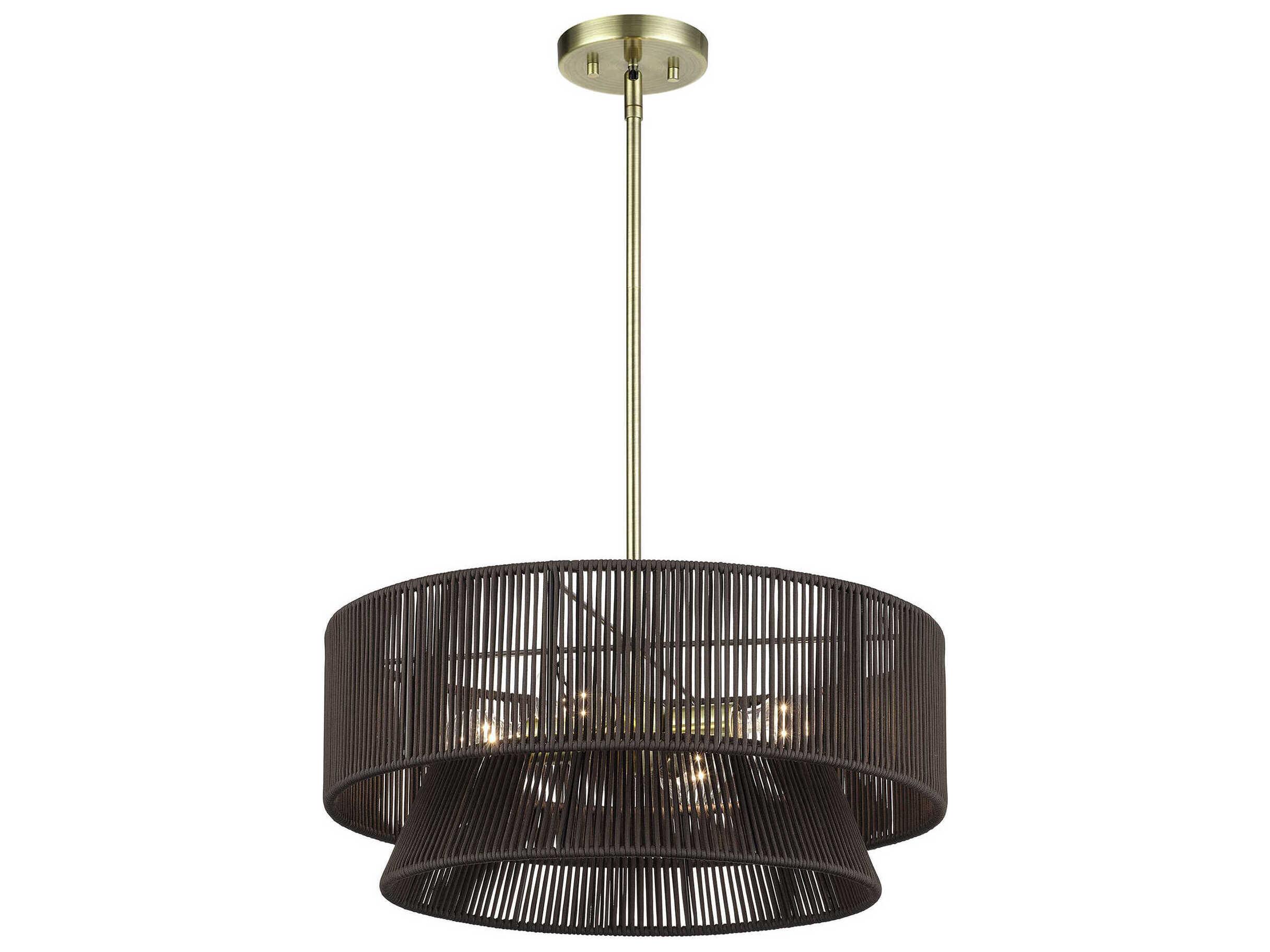 Livex Lighting Florell 4-Light Antique Brass Drum Pendant