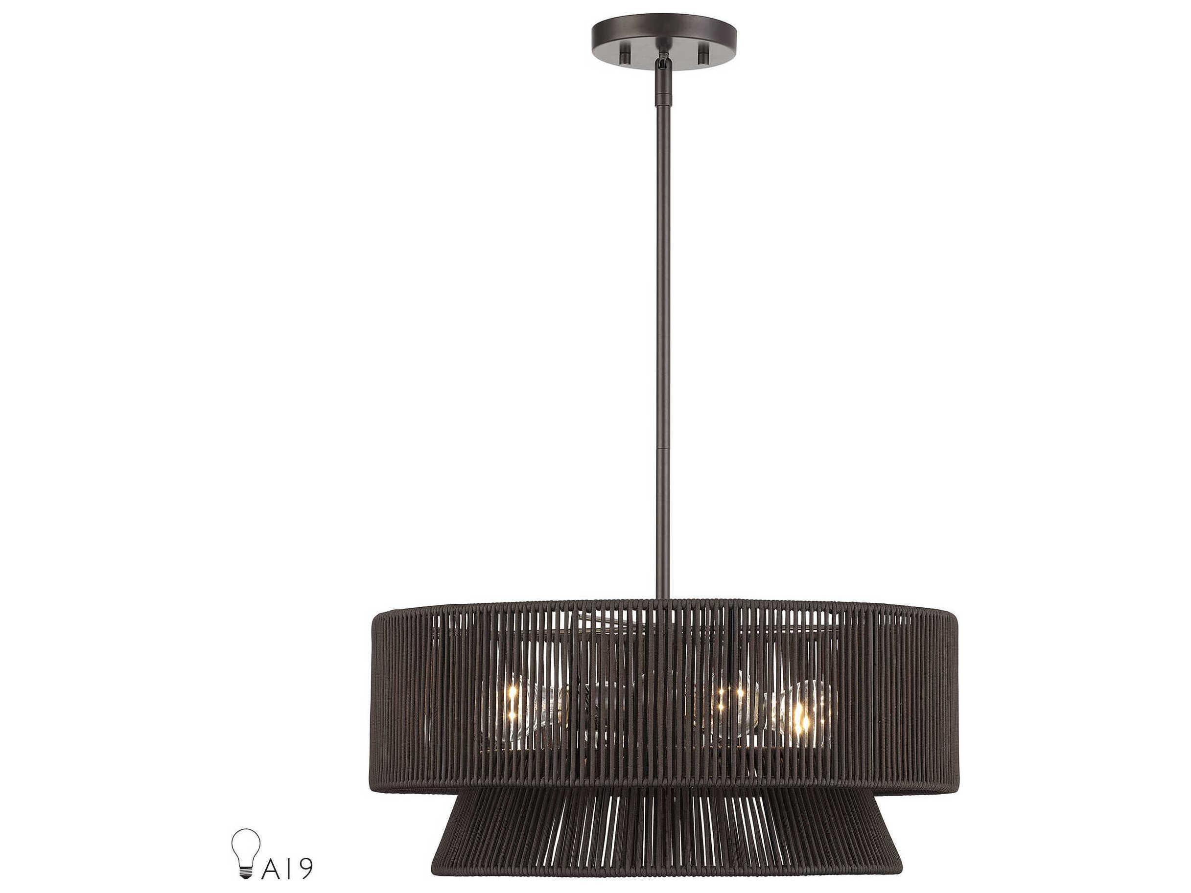 Livex Lighting Florell 4-Light English Bronze Brass Drum Pendant