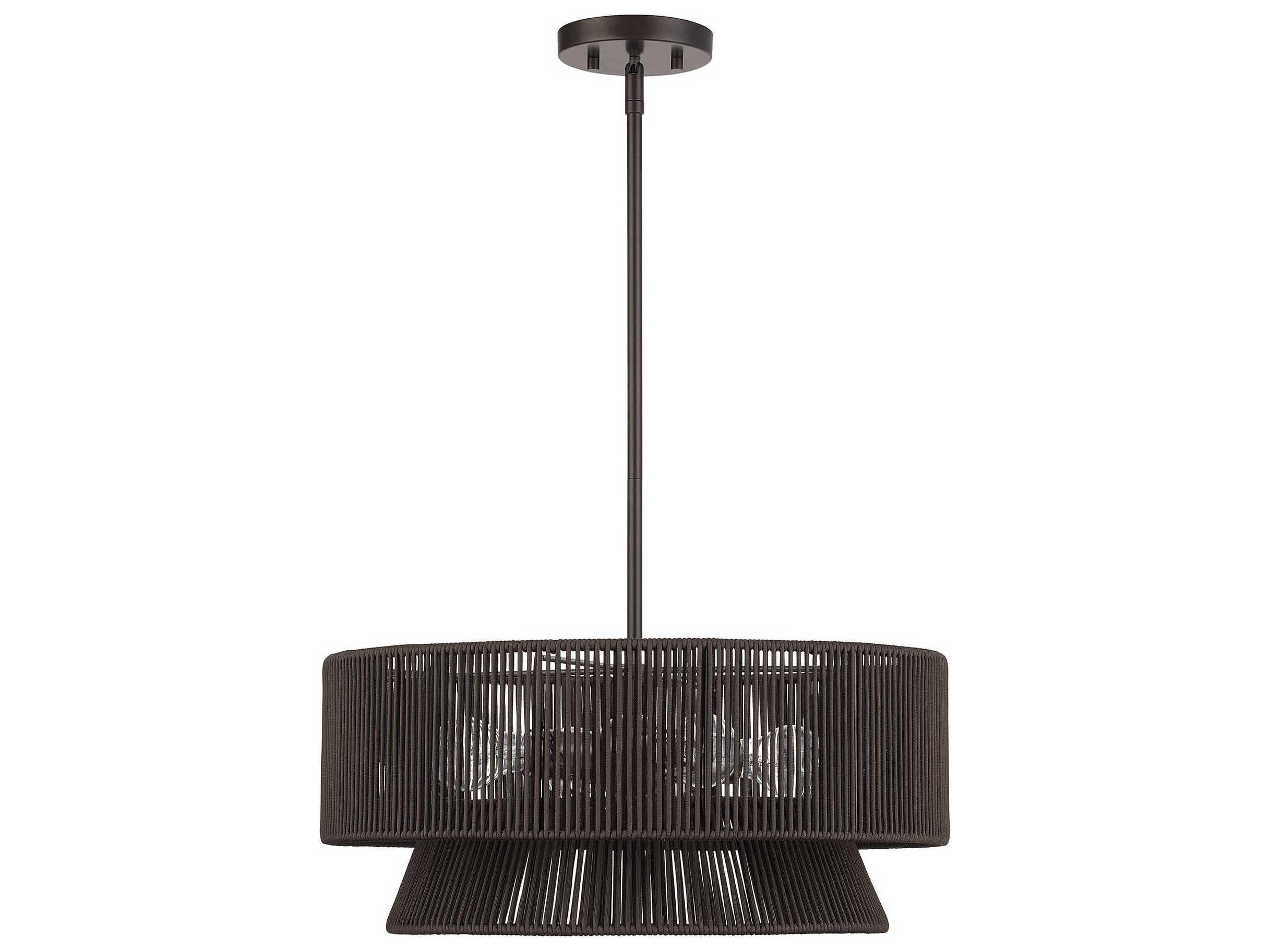 Livex Lighting Florell 4-Light English Bronze Brass Drum Pendant