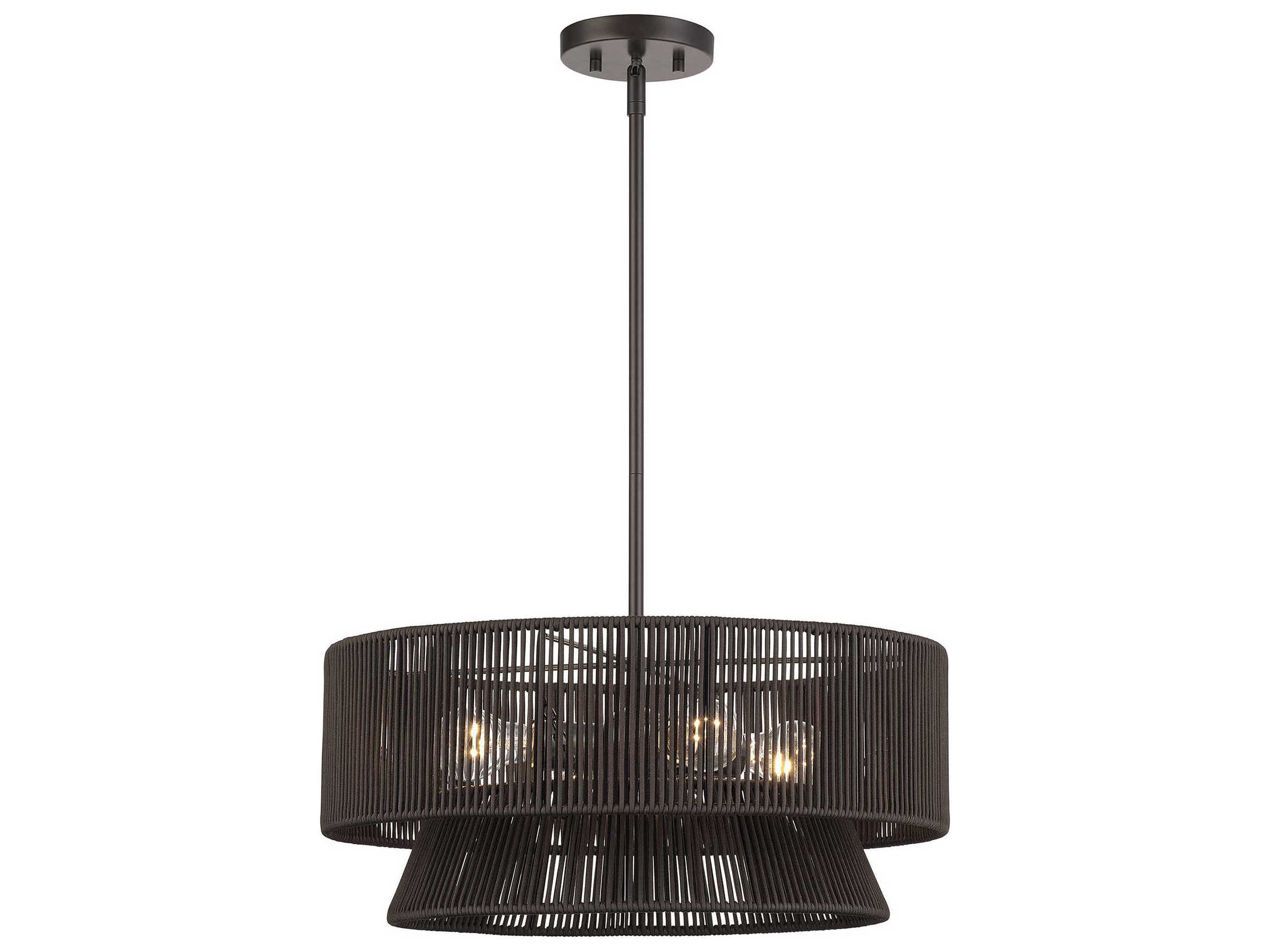 Livex Lighting Florell 4-Light English Bronze Brass Drum Pendant