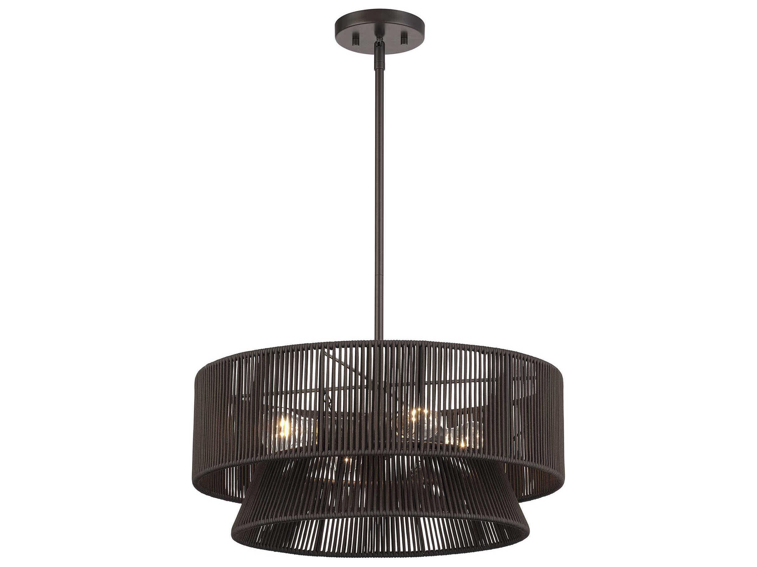 Livex Lighting Florell 4-Light English Bronze Brass Drum Pendant