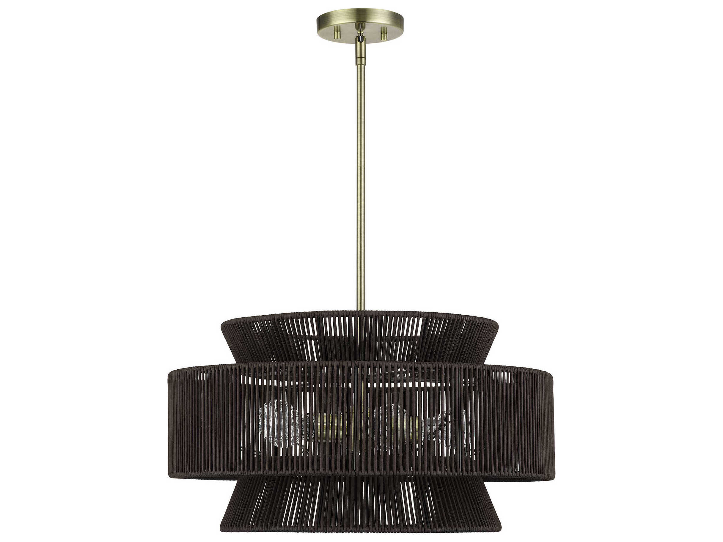 Livex Lighting Florell 5-Light Antique Brass Drum Pendant