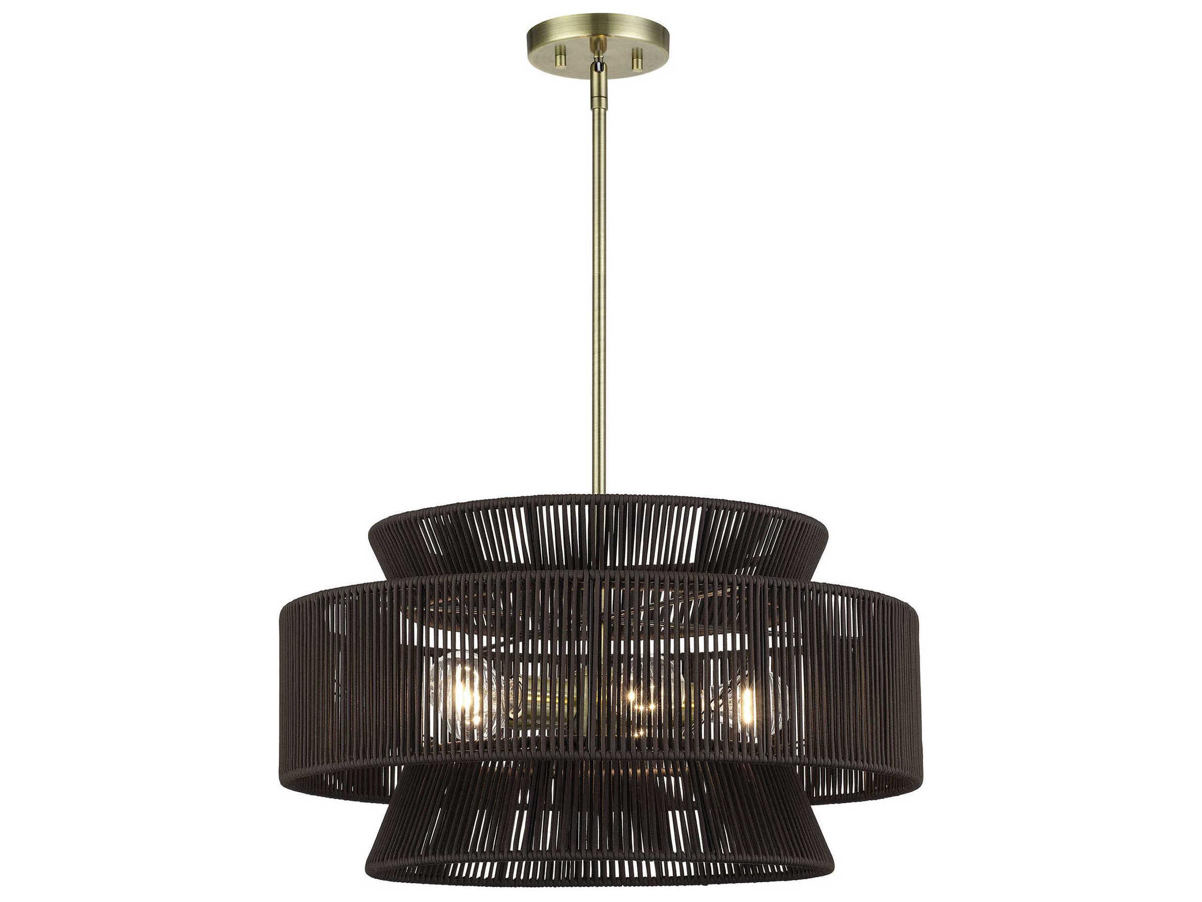 Livex Lighting Florell 5-Light Antique Brass Drum Pendant