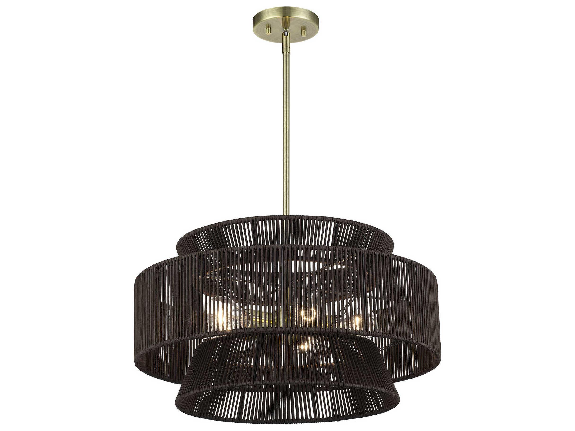 Livex Lighting Florell 5-Light Antique Brass Drum Pendant