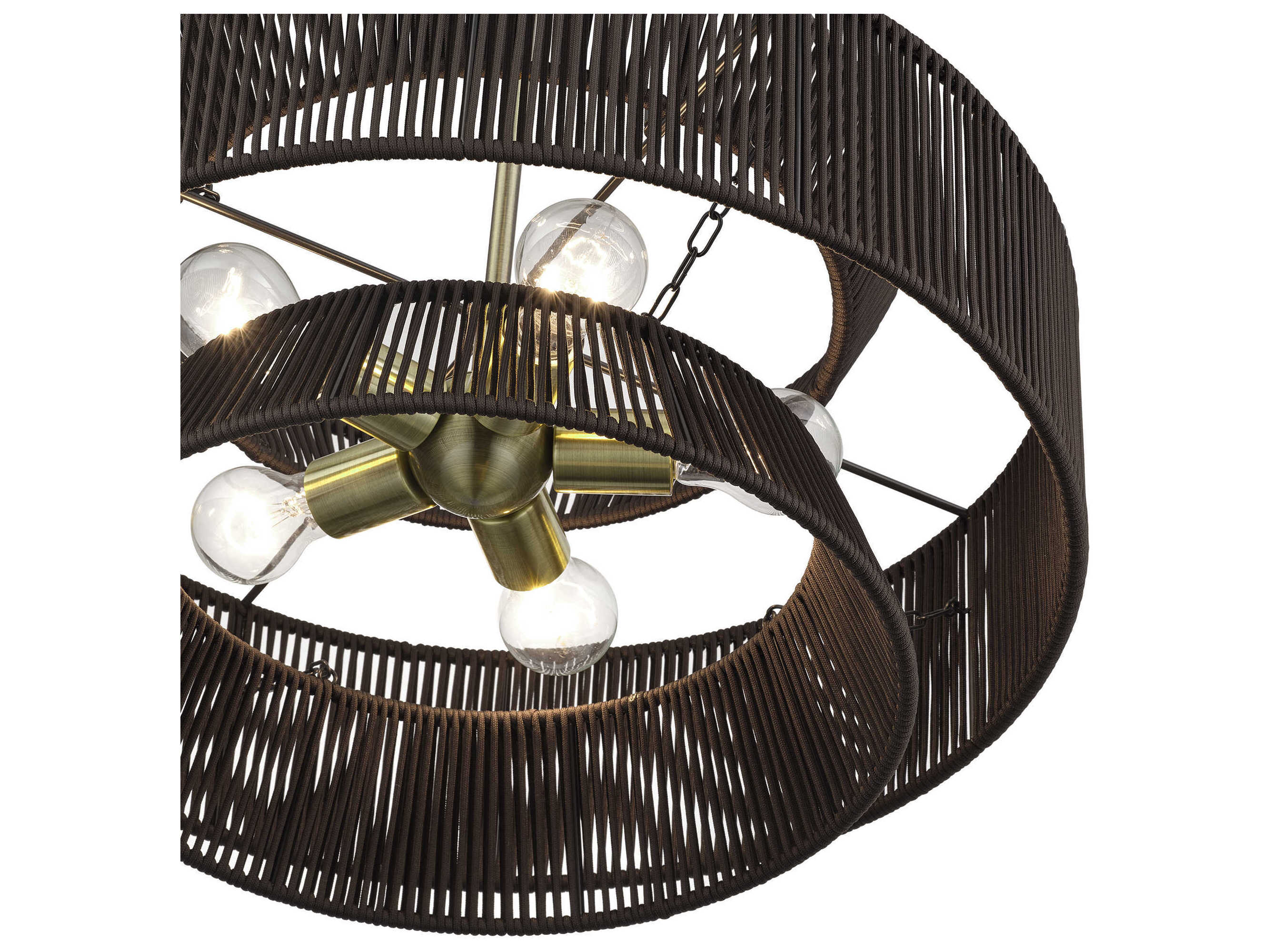 Livex Lighting Florell 5-Light Antique Brass Drum Pendant