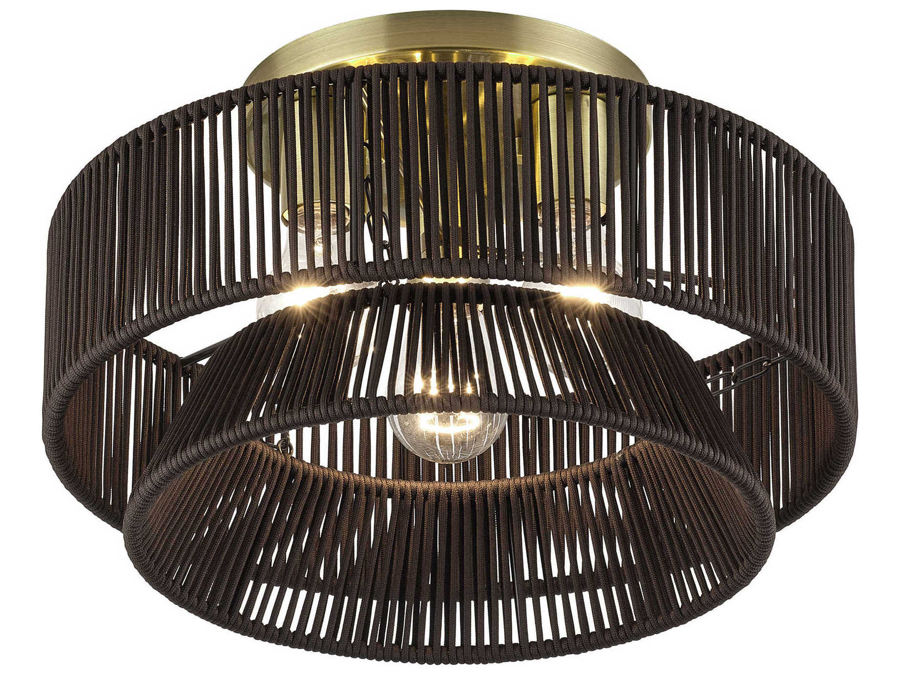 Livex Lighting Florell 3-Light Antique Brass Drum Semi Flush Mount