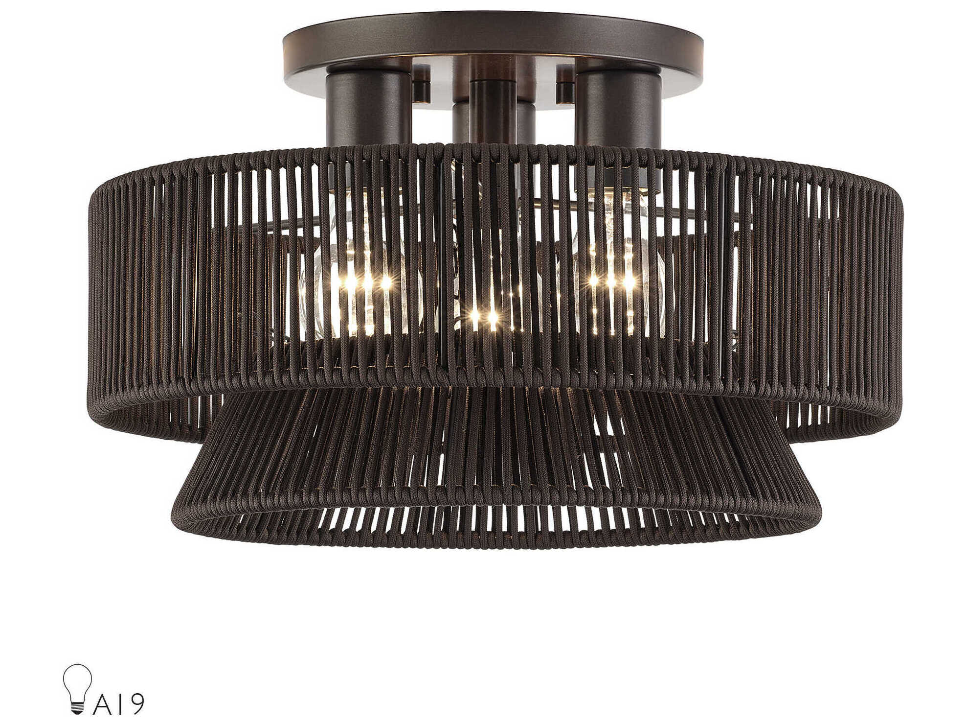 Livex Lighting Florell 3-Light English Bronze Drum Semi Flush Mount