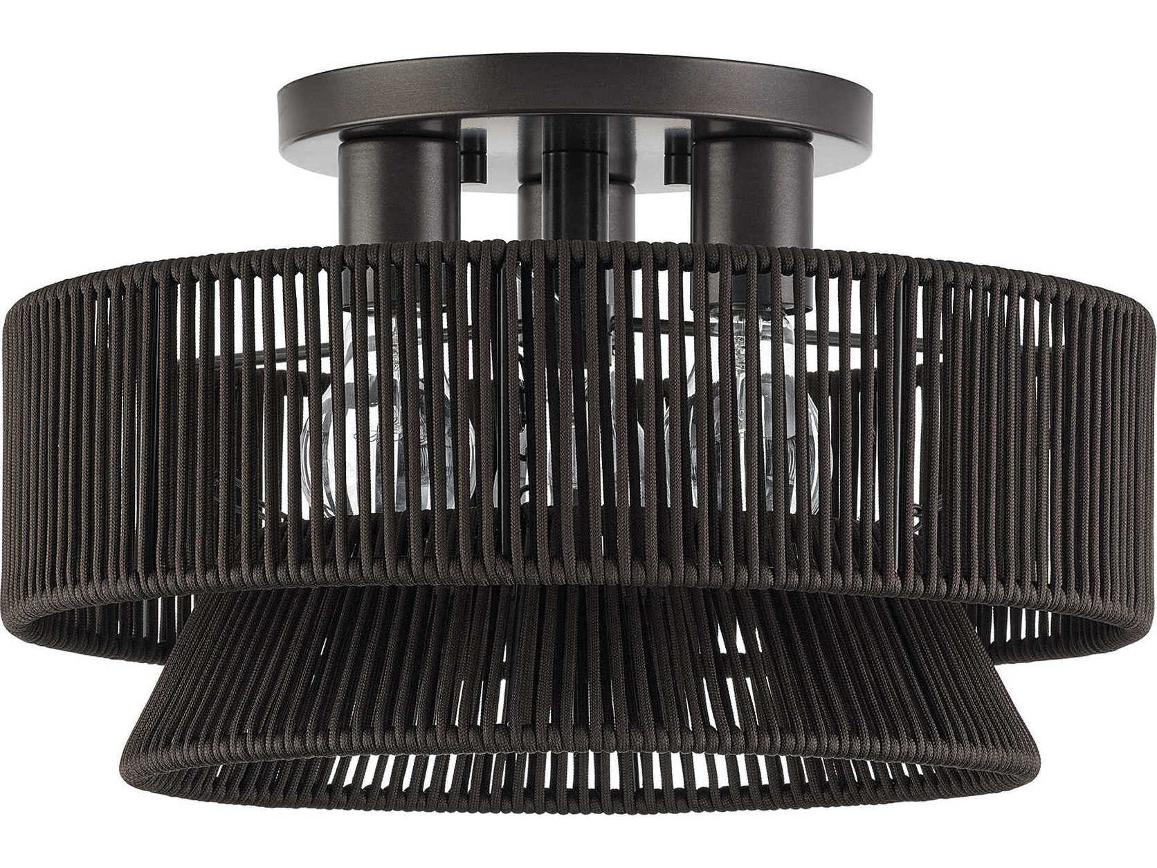 Livex Lighting Florell 3-Light English Bronze Drum Semi Flush Mount