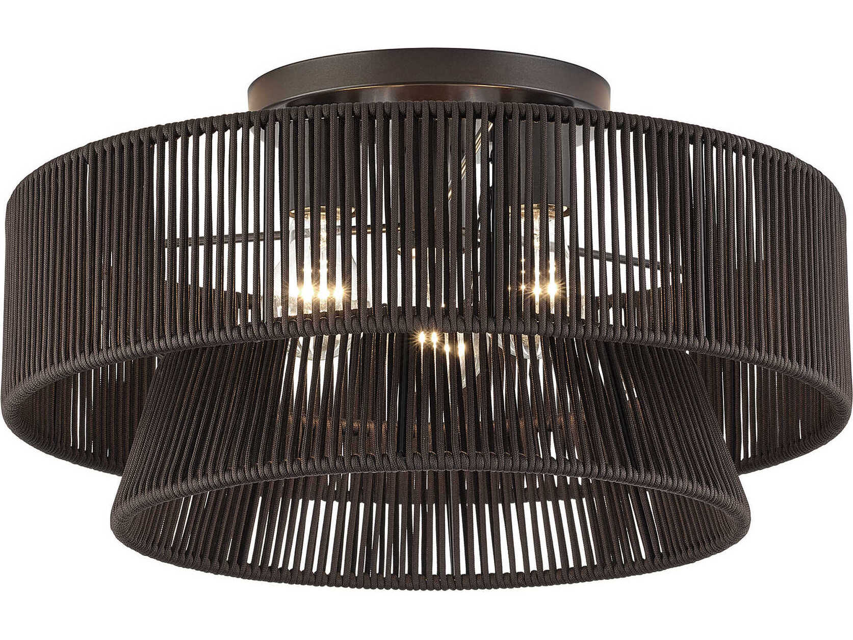 Livex Lighting Florell 3-Light English Bronze Drum Semi Flush Mount
