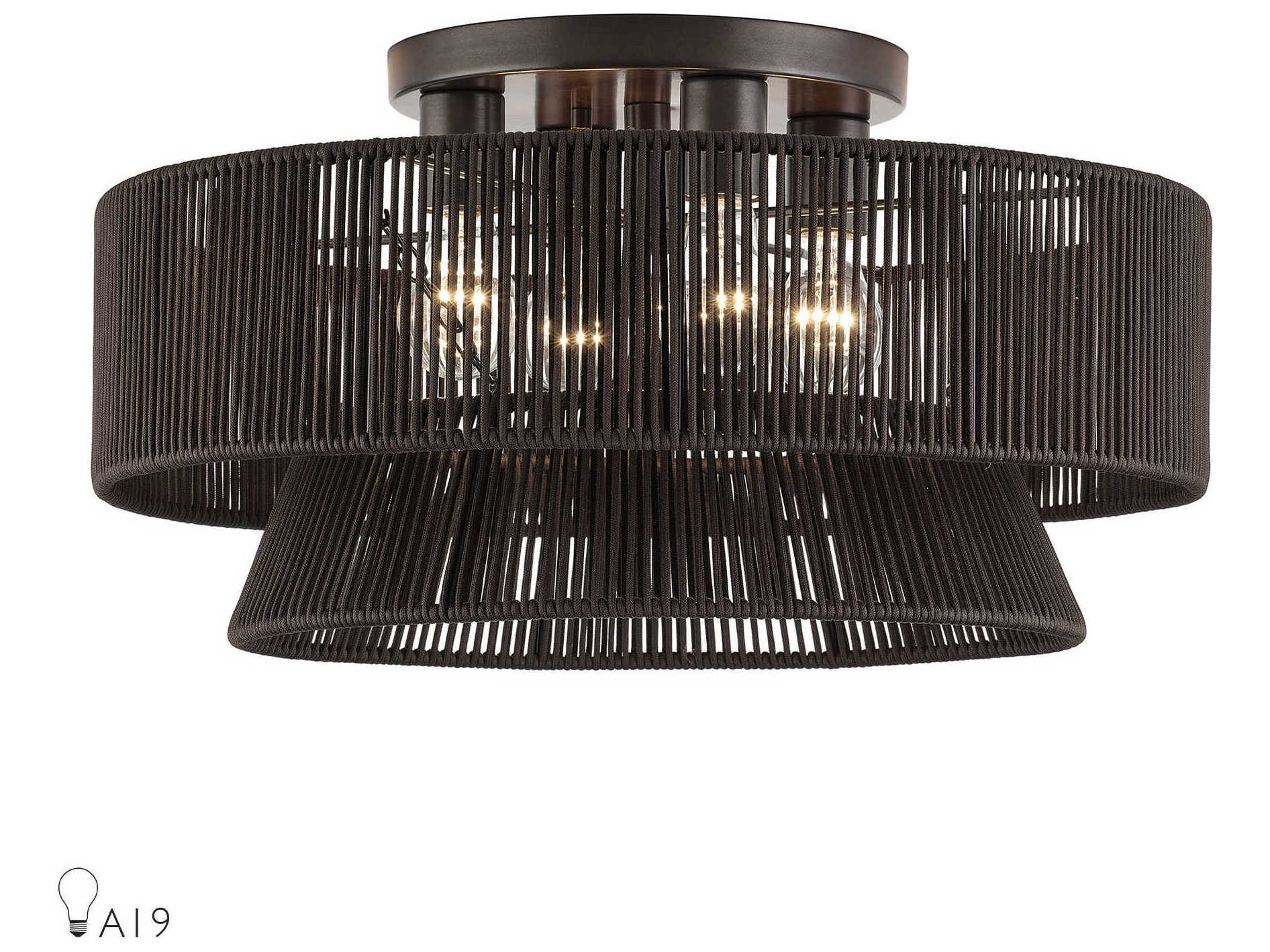 Livex Lighting Florell 4-Light English Bronze Linear Semi Flush Mount