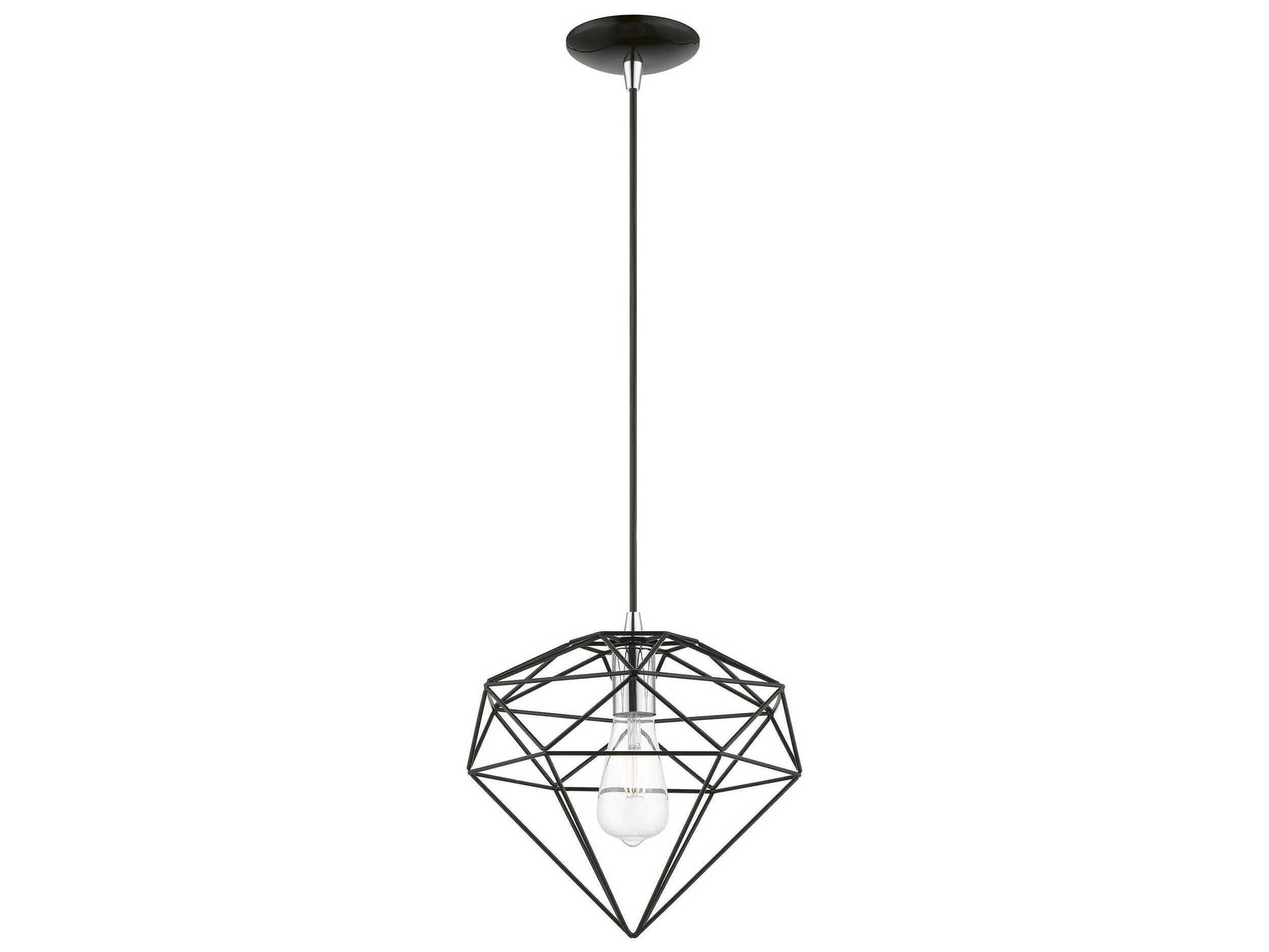 Livex Lighting Knox 1-Light Shiny Black Polished Chrome Mini Pendant
