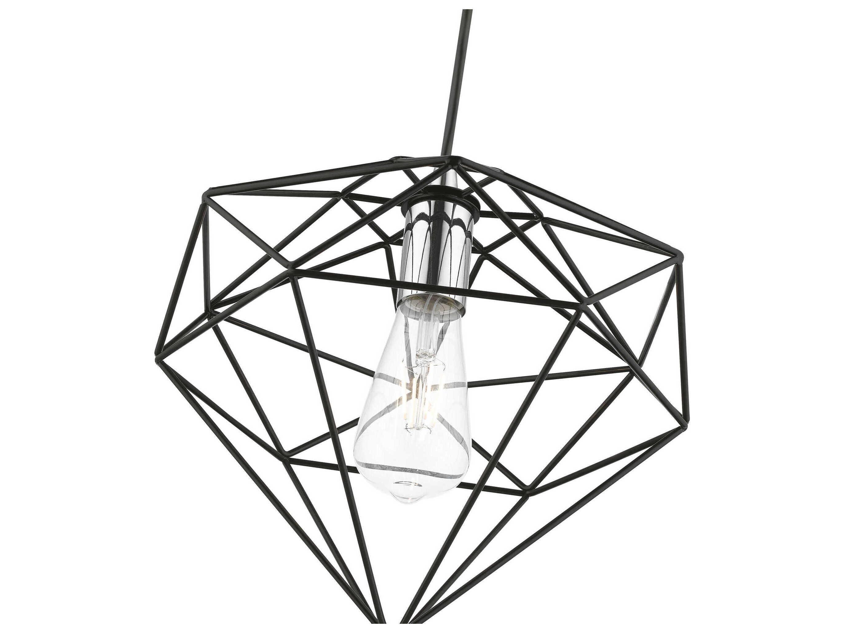 Livex Lighting Knox 1-Light Shiny Black Polished Chrome Mini Pendant