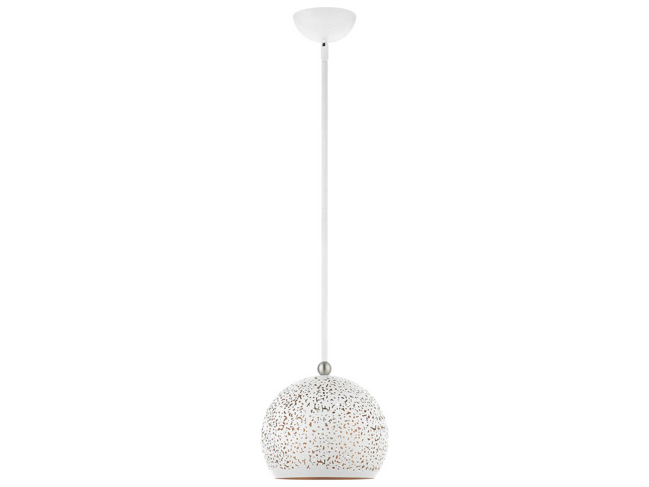 Livex Lighting Charlton 1-Light White Brushed Nickel Dome Mini Pendant