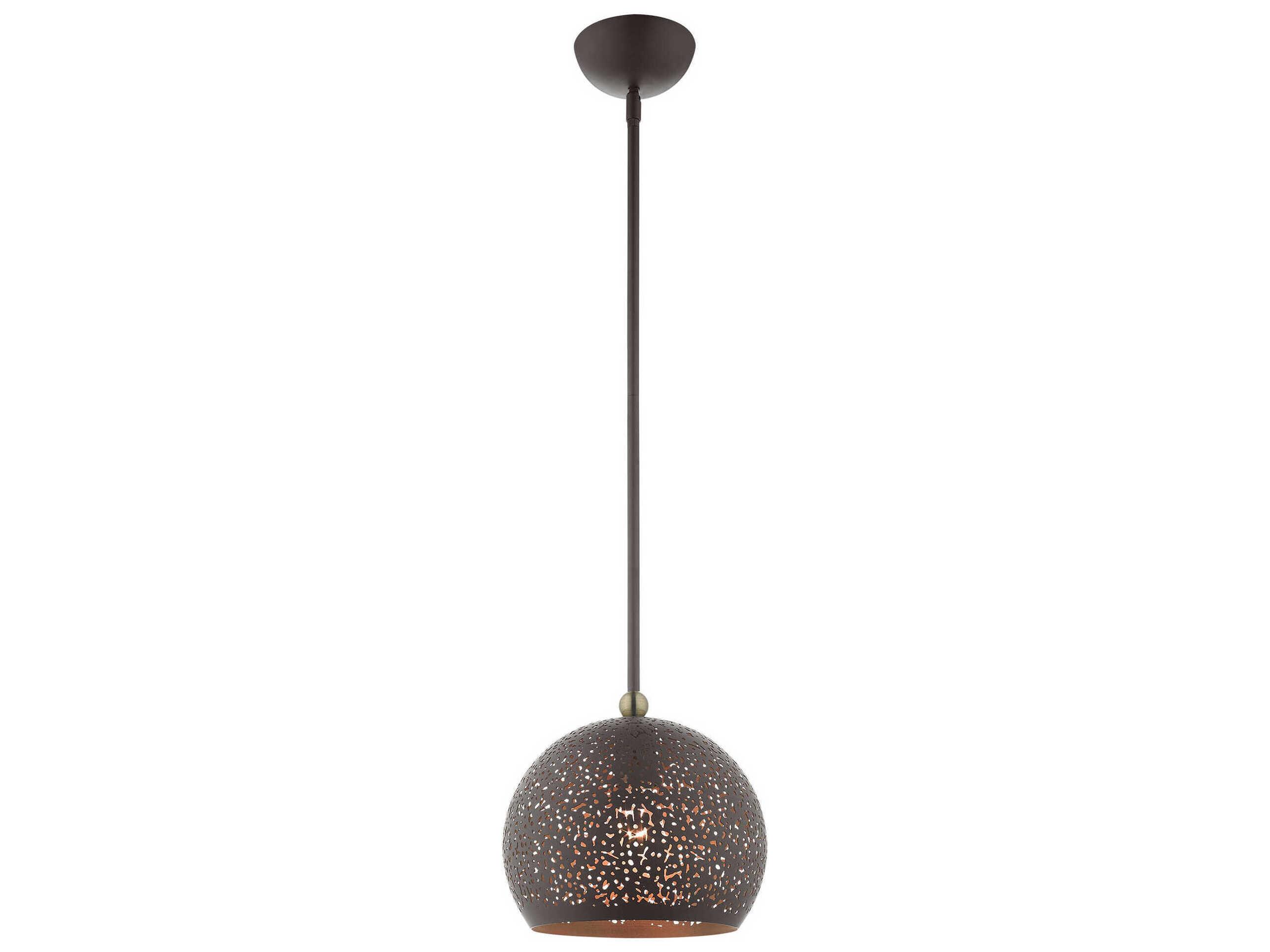 Livex Lighting Charlton 1-Light Bronze Antique Brass Dome Mini Pendant