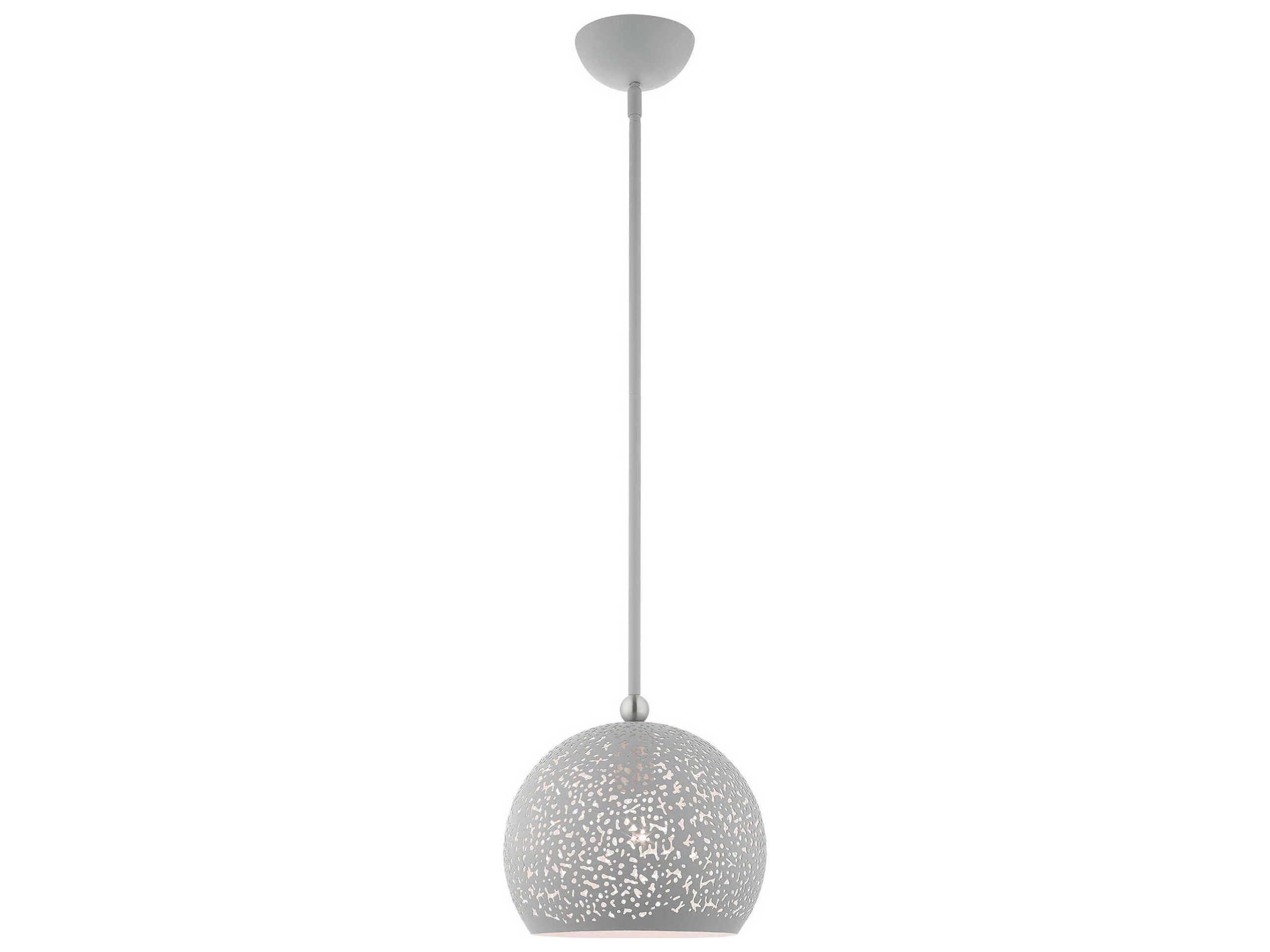 Livex Lighting Charlton 1-Light Nordic Gray Brushed Nickel Dome Mini Pendant