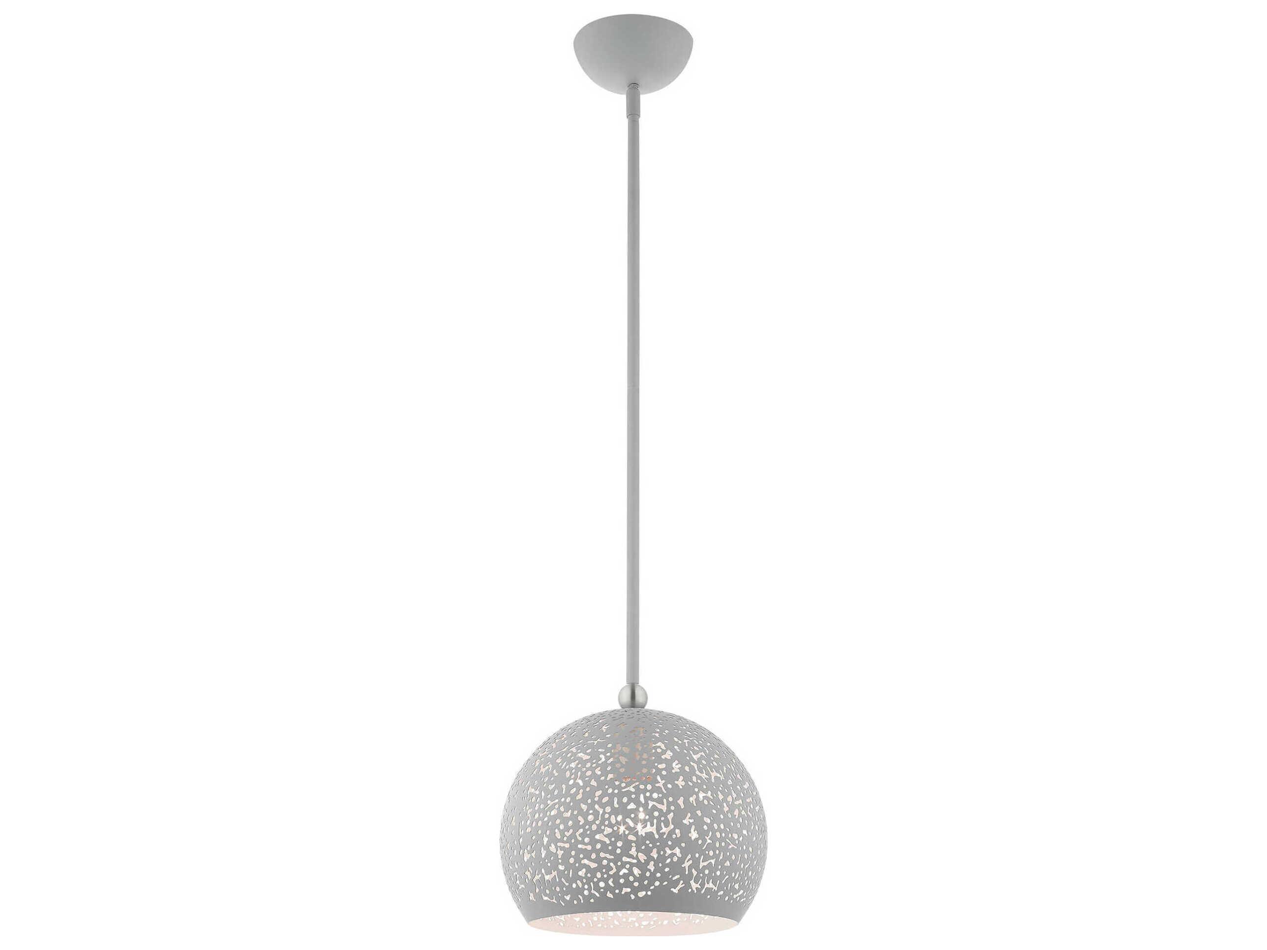 Livex Lighting Charlton 1-Light Nordic Gray Brushed Nickel Dome Mini Pendant