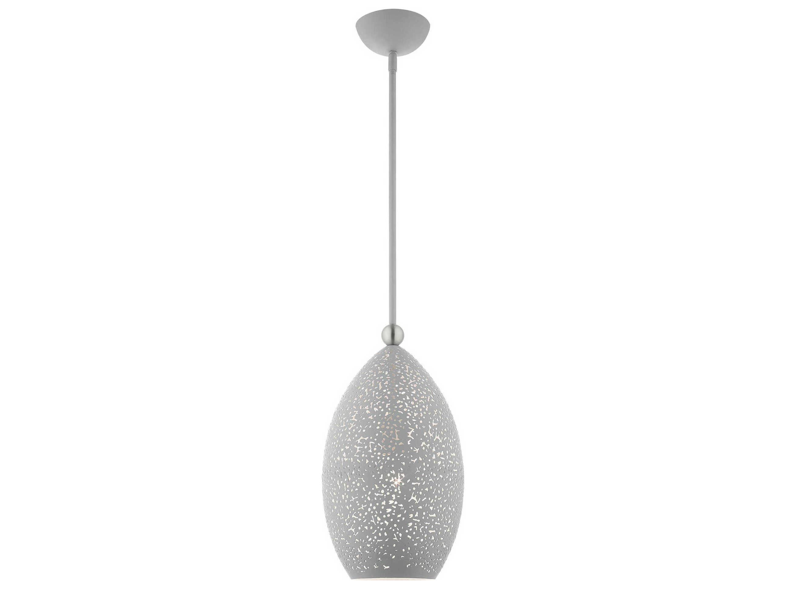 Livex Lighting Charlton 1-Light Nordic Gray Brushed Nickel Bell Mini Pendant