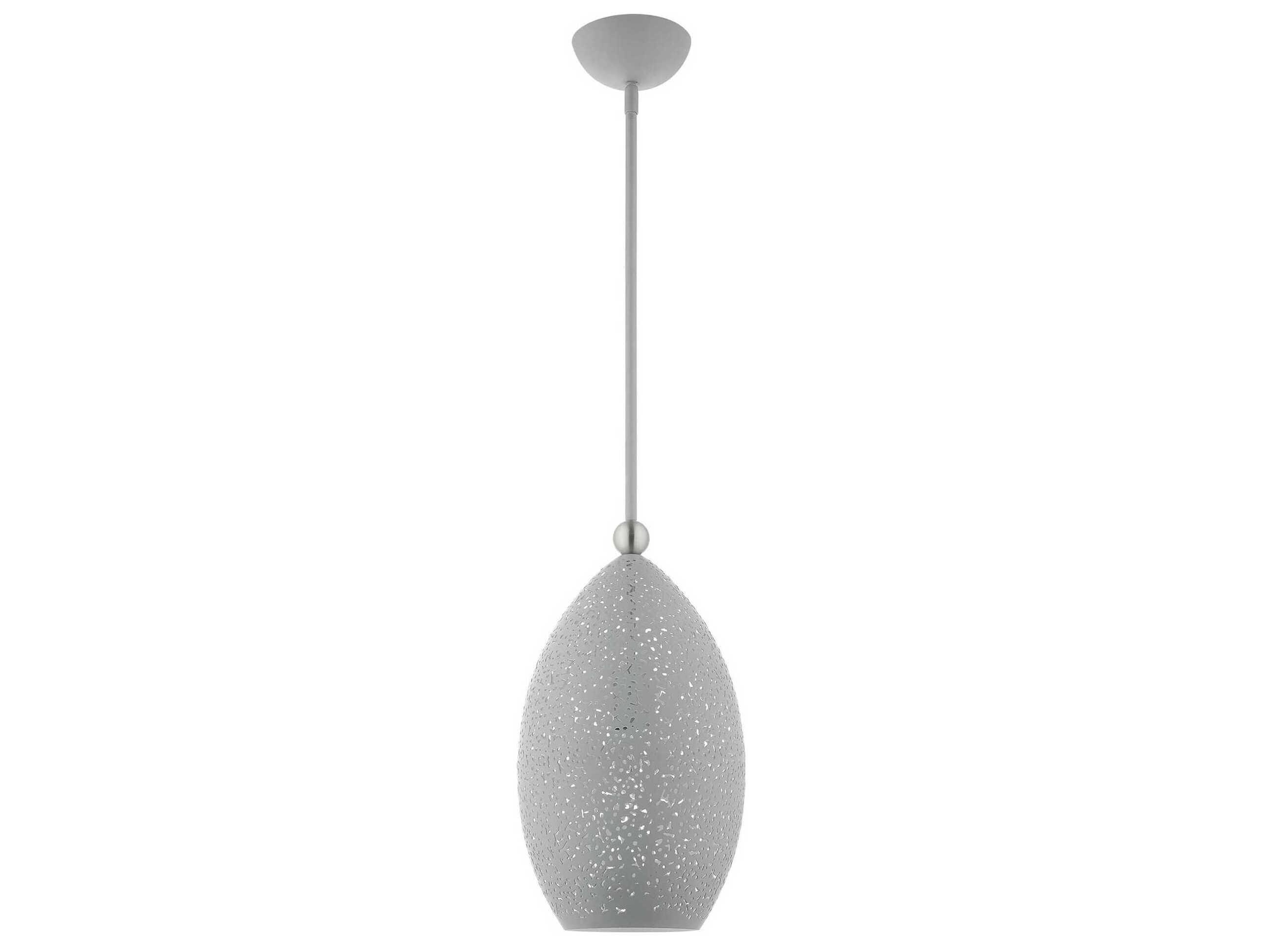 Livex Lighting Charlton 1-Light Nordic Gray Brushed Nickel Bell Mini Pendant