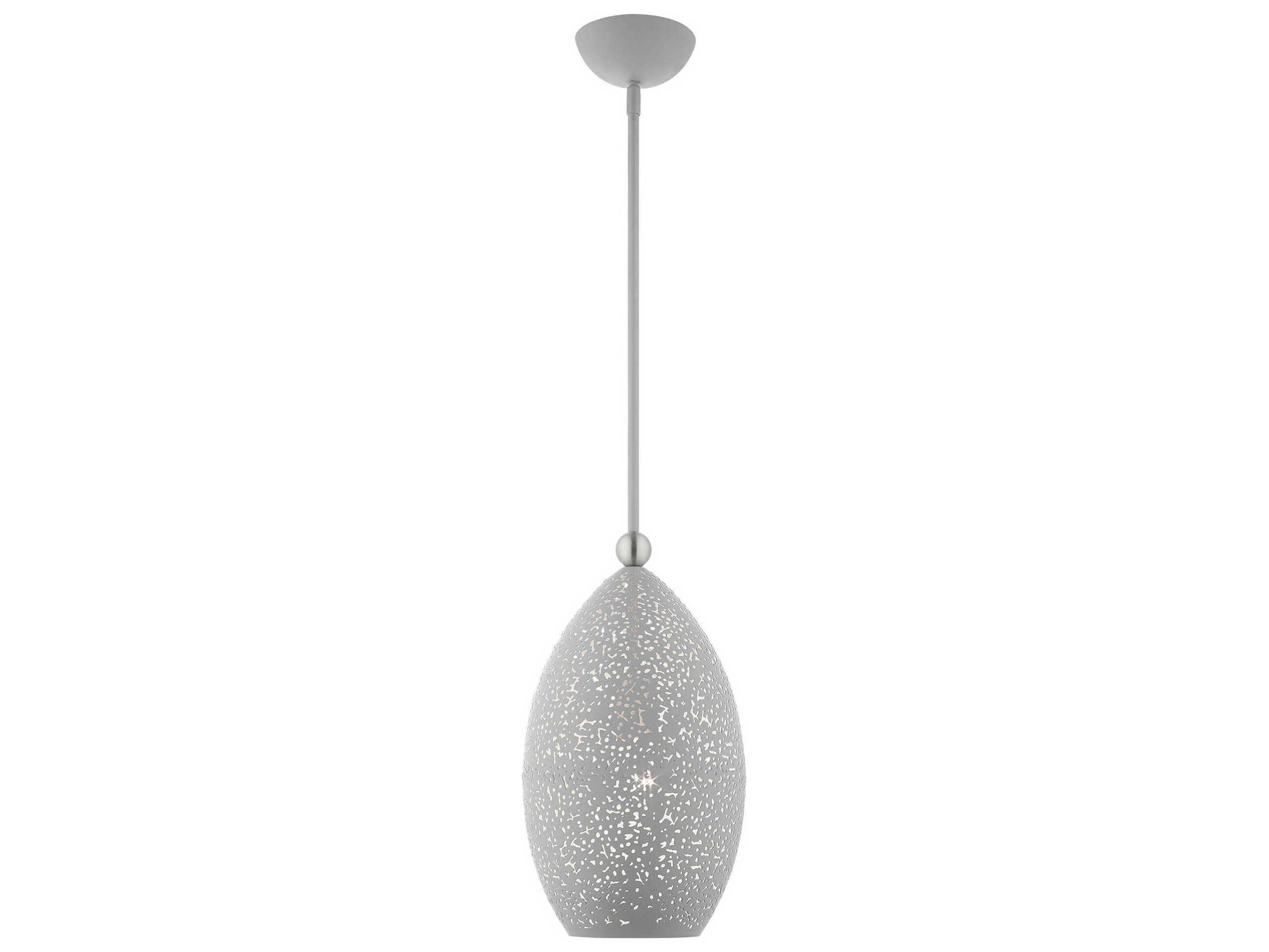 Livex Lighting Charlton 1-Light Nordic Gray Brushed Nickel Bell Mini Pendant