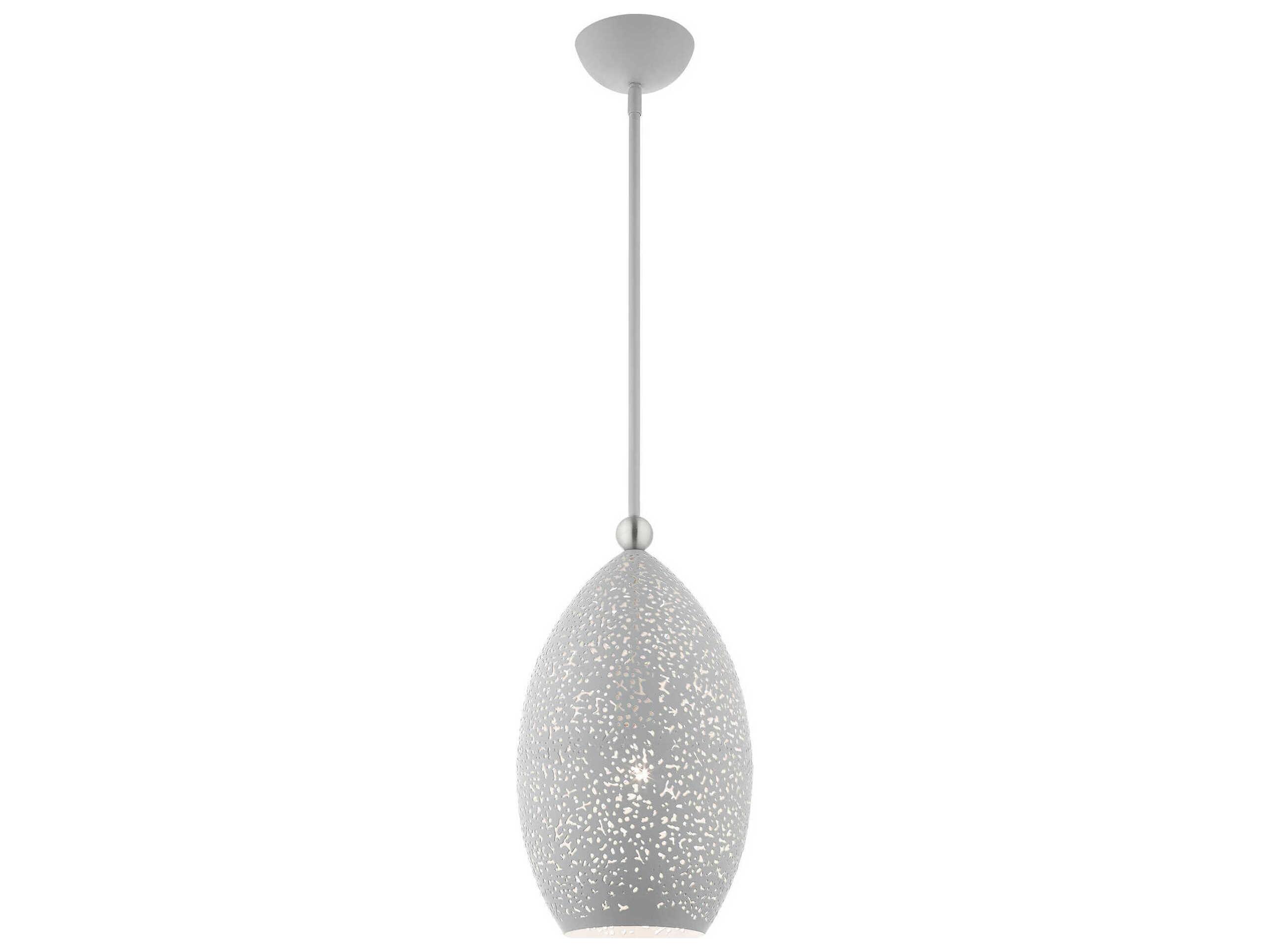 Livex Lighting Charlton 1-Light Nordic Gray Brushed Nickel Bell Mini Pendant