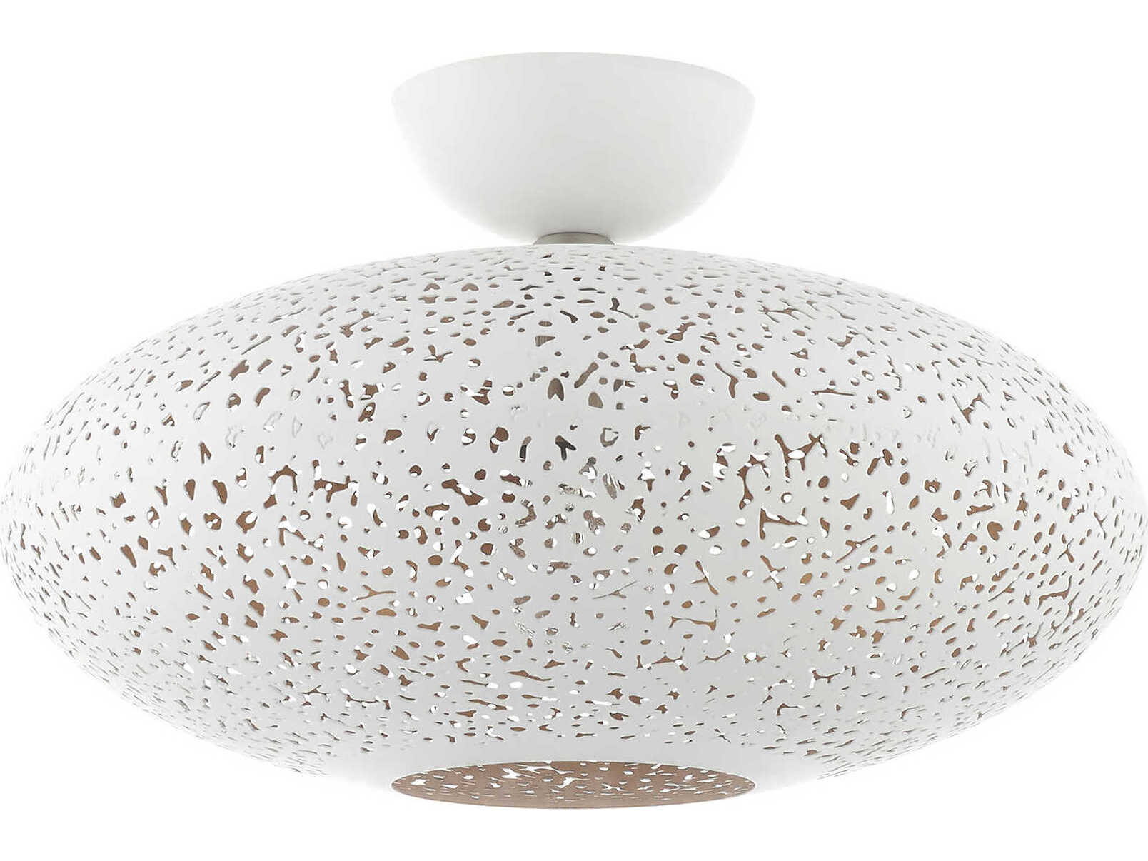 Livex Lighting Charlton 1-Light White Brushed Nickel Globe Semi Flush Mount