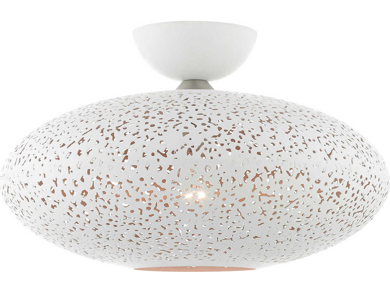 Livex Lighting Charlton 1-Light White Brushed Nickel Globe Semi Flush Mount