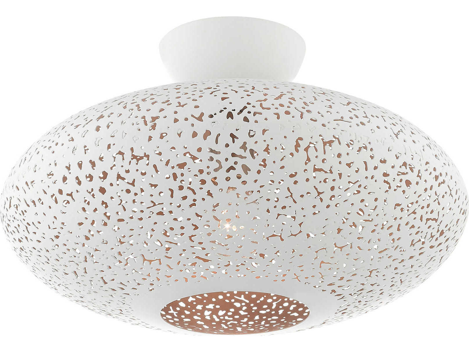 Livex Lighting Charlton 1-Light White Brushed Nickel Globe Semi Flush Mount