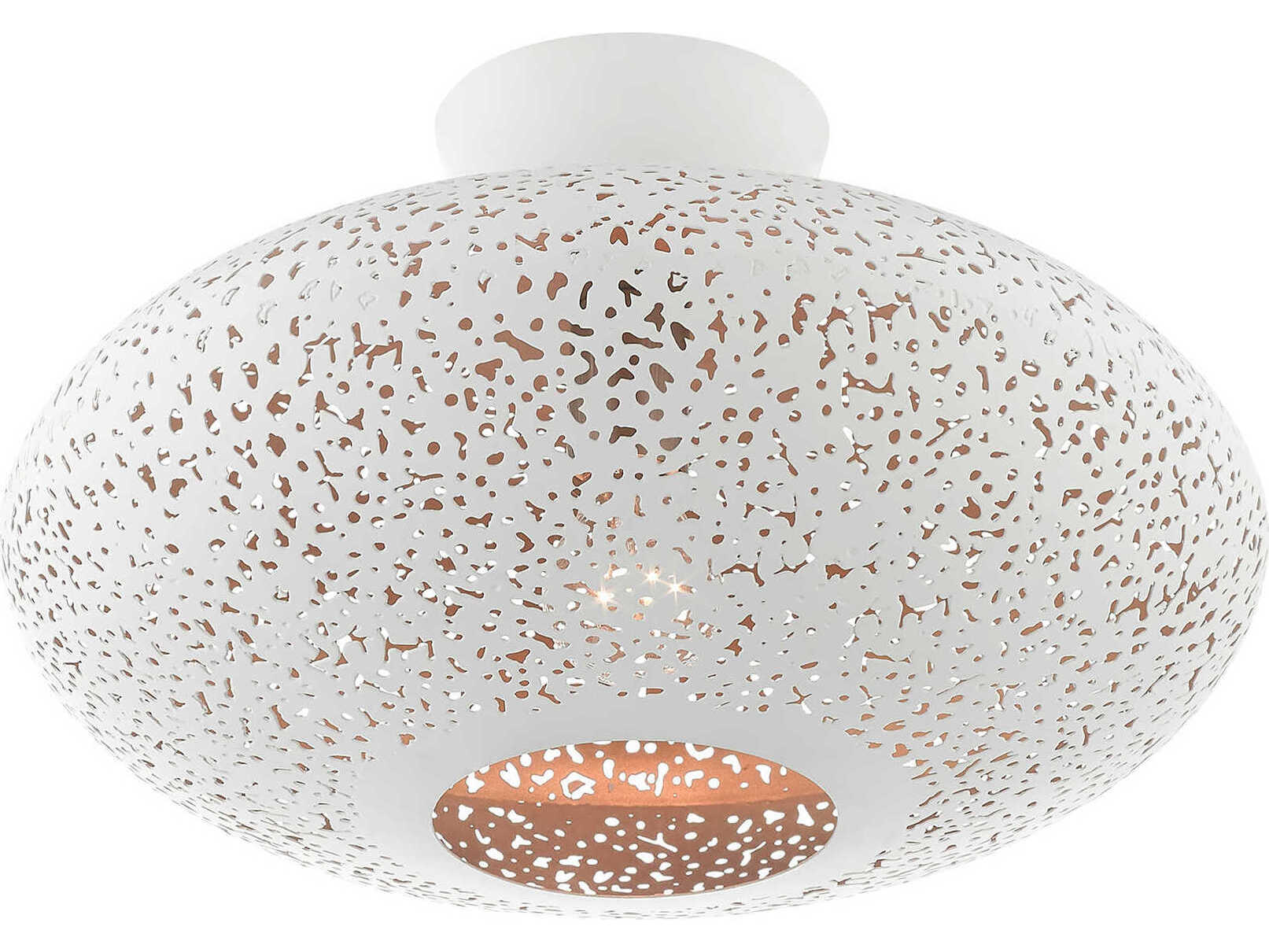 Livex Lighting Charlton 1-Light White Brushed Nickel Globe Semi Flush Mount